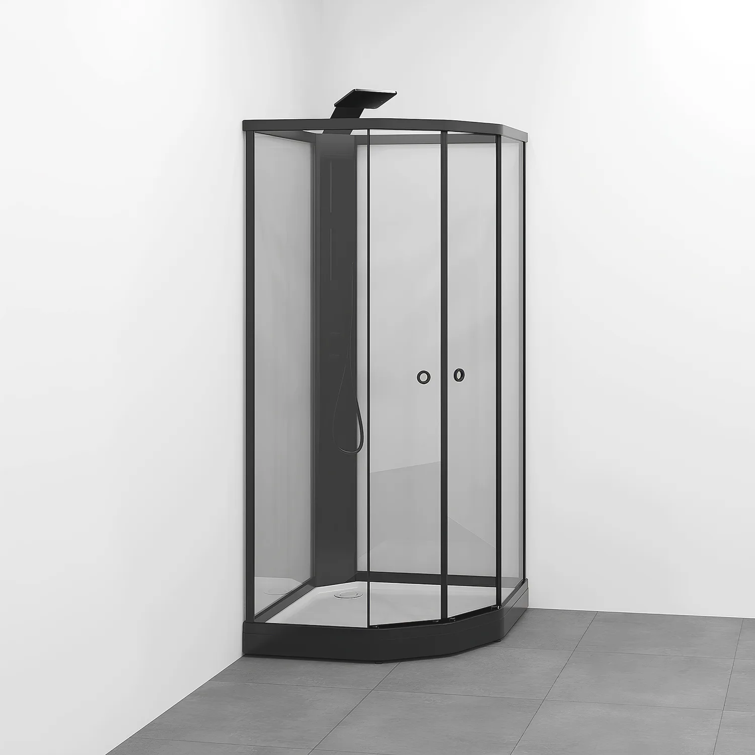 Flow kabin Semi Infälld Bland 81x81 Svart Klar 810x810 mm, Svart Profil, Klarglas