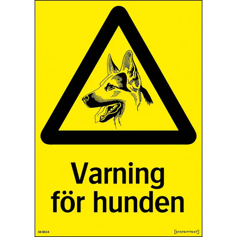 Skylt Systemtext Varning För Hunden 210x297 mm Aluminium