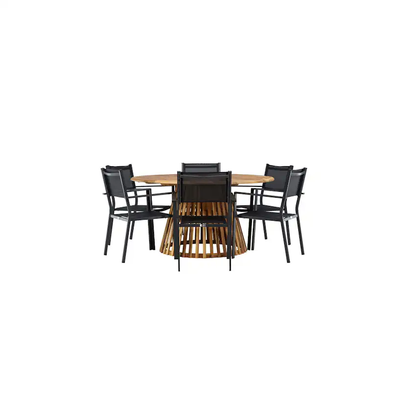 Tucumán Dining Table - Acacia ø120 +Copacabana Stacking Chai Trädgårdsgrupp Venture Home Tucumán med 6 Copacabana Stolar