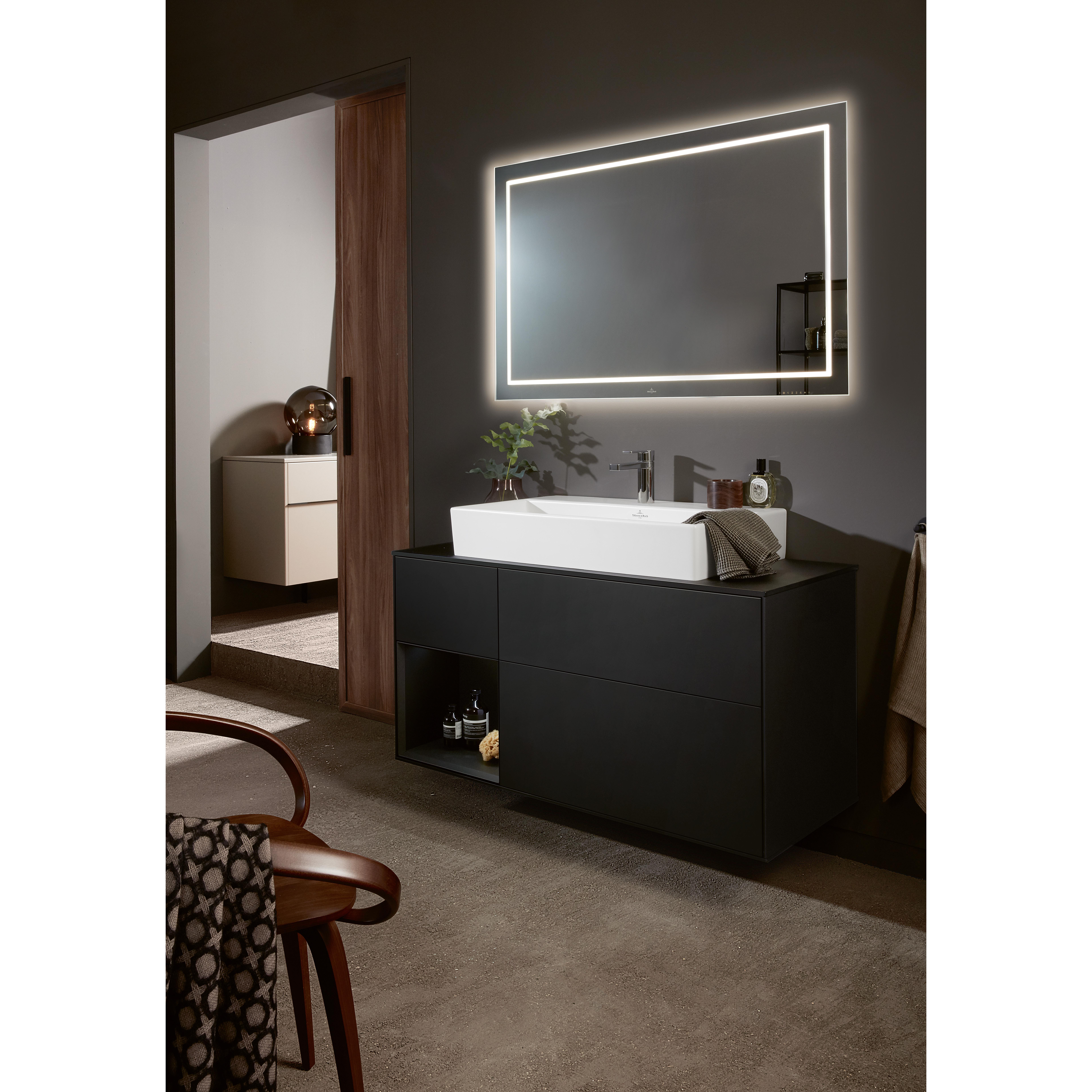 Tvättställ villeroy & Boch Memento 2.0 4A22CGI4 Graphite CeramicPlus, Utan Bräddavlopp, 1200 mm, Med 2 Blandarhål, för Två Enhålsblandare