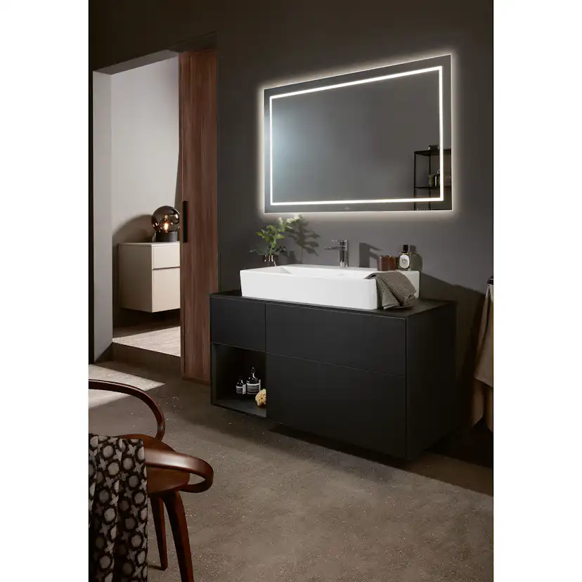 Tvättställ villeroy & Boch Memento 2.0 4A22CGI4 Graphite CeramicPlus, Utan Bräddavlopp, 1200 mm, Med 2 Blandarhål, för Två Enhålsblandare