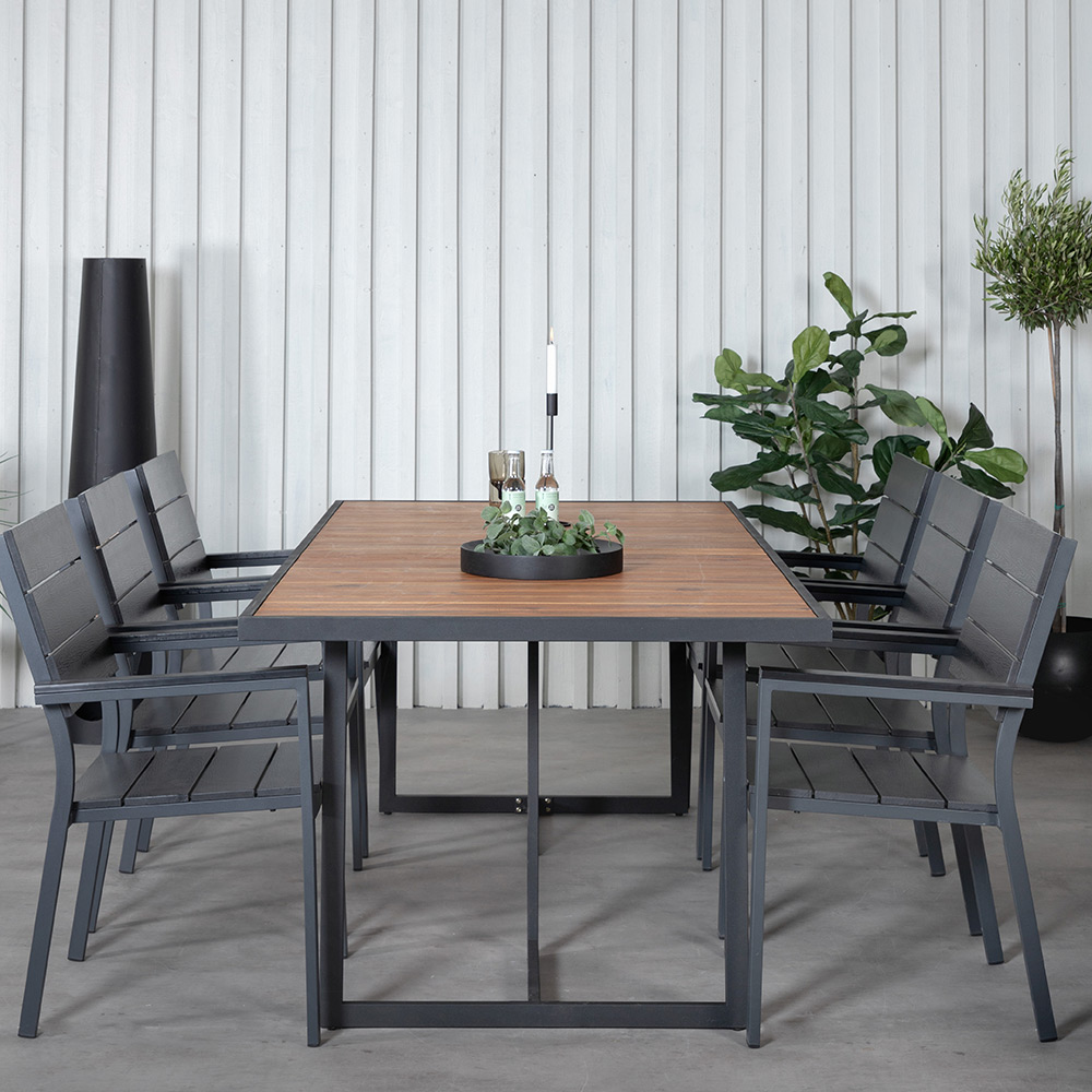 Matgrupp Venture Home King med 6 Lede Stapelbara Matstolar