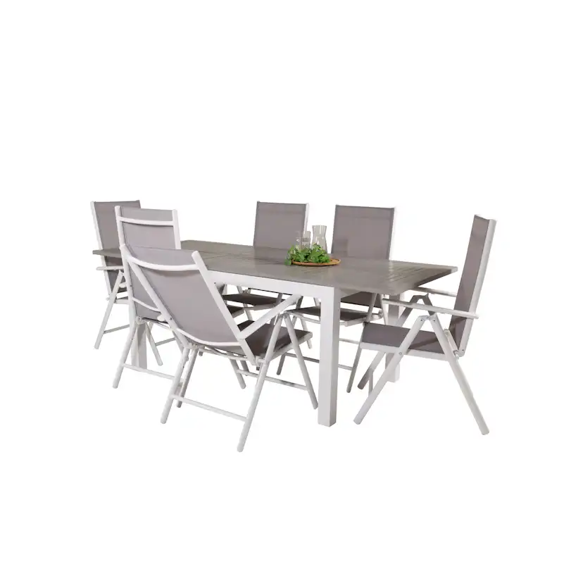 Albany Dining Table 152/210*90 - White Alu / Grey Aintwood+B Vit/Grå