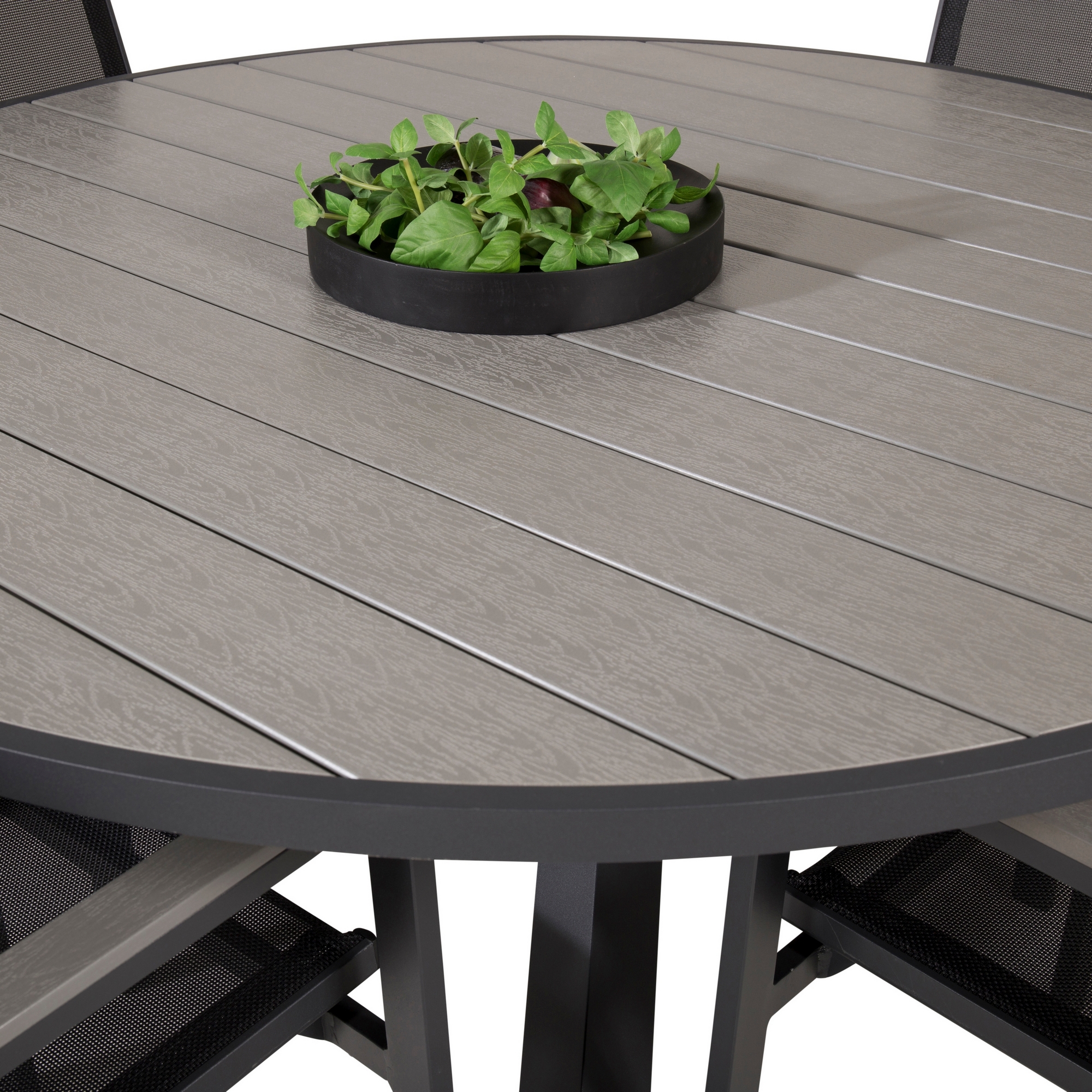 Parma - Table ø 140 - Svart Alu /Grey Aintwood+Parma Arm Cha Svart/Grå