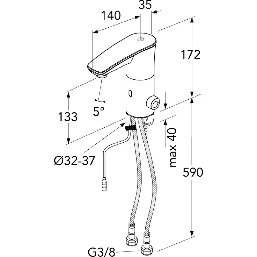 Tvättställsblandare Gustavsberg Sensoric 1.0 160 mm