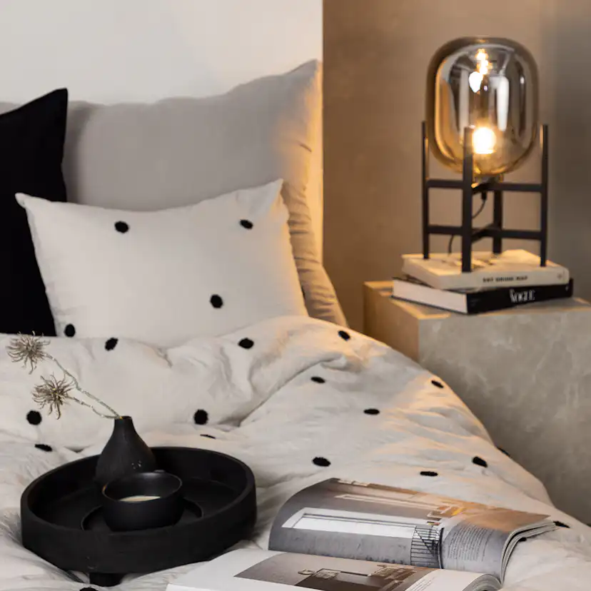 Loke Bedset Microfiber/tufted emd - Light Grey / Grå/Svart