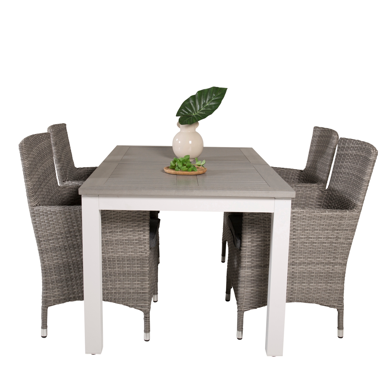 Albany Dining Table 152/210*90 - White Alu / Grey Aintwood+M Grå