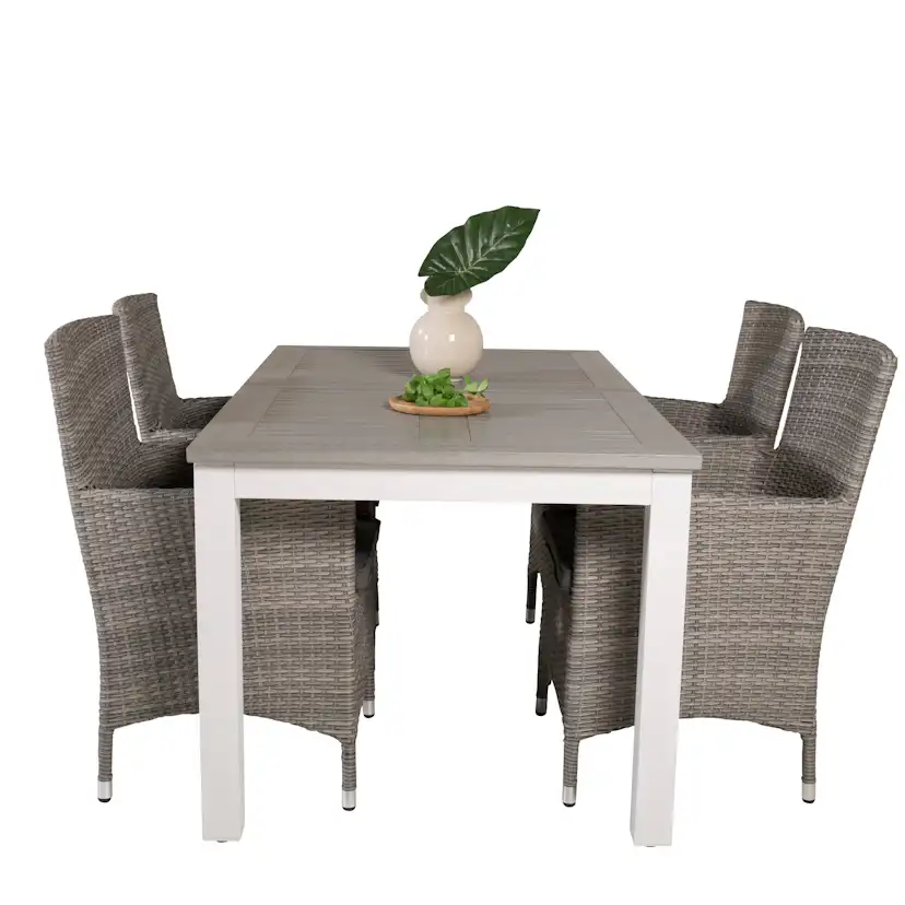 Albany Dining Table 152/210*90 - White Alu / Grey Aintwood+M Grå