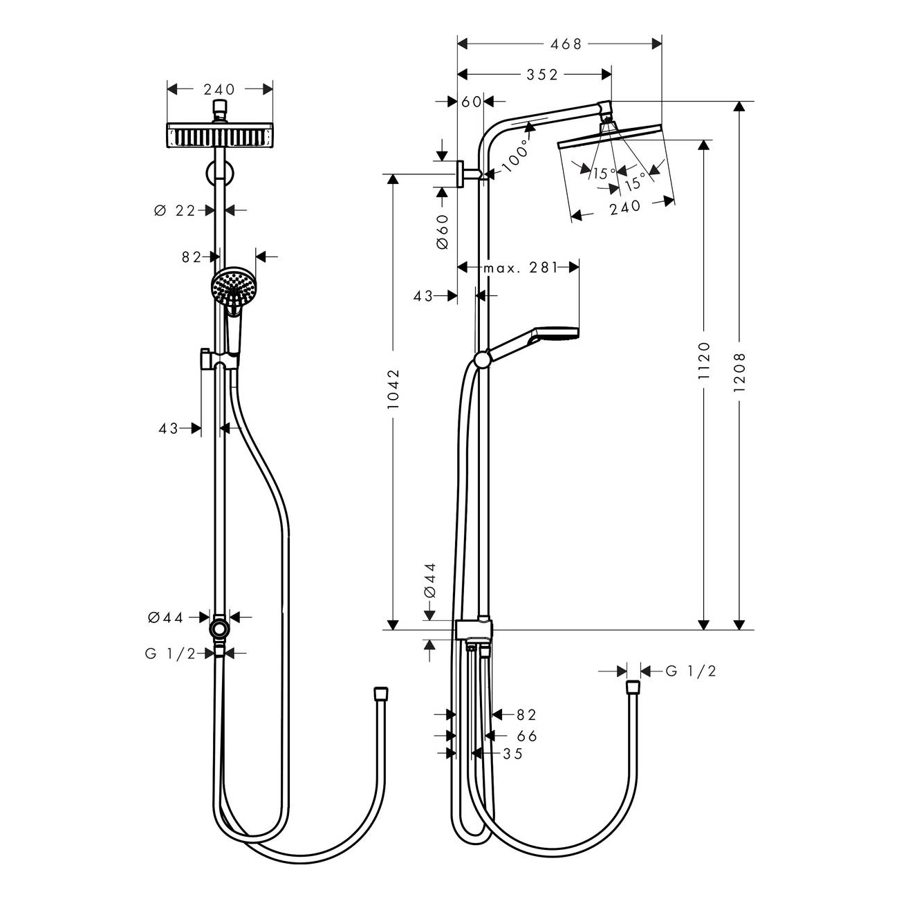 Duschset Hansgrohe Crometta E Showerpipe 240 1jet