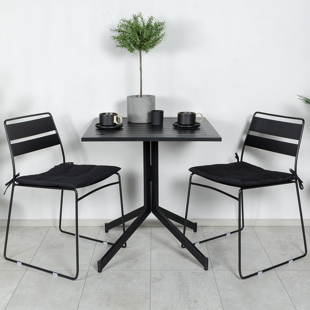Way café table 70*70+Lina Dining Chair - Black_2 Svart