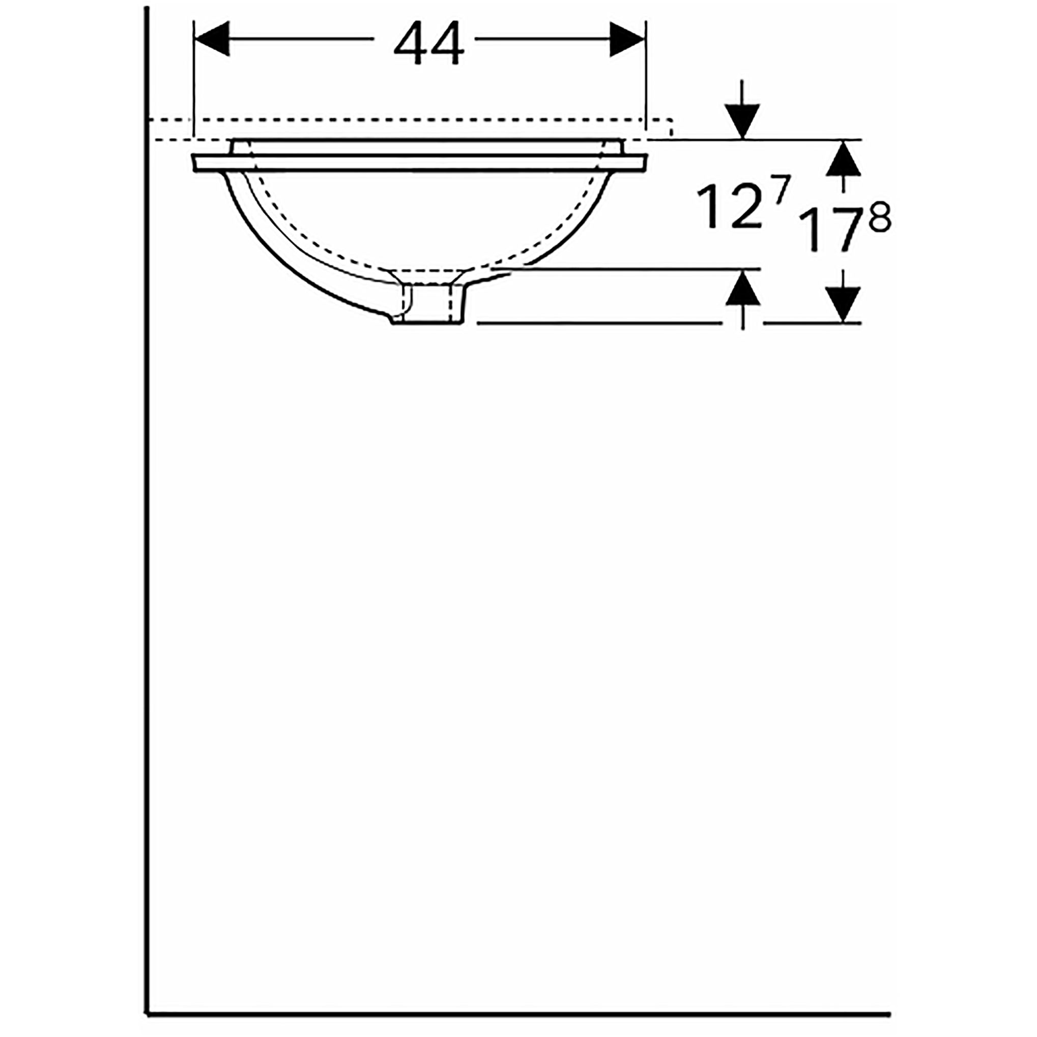 Tvättställ Geberit Variform 450 mm för underlimning Rektangulärt