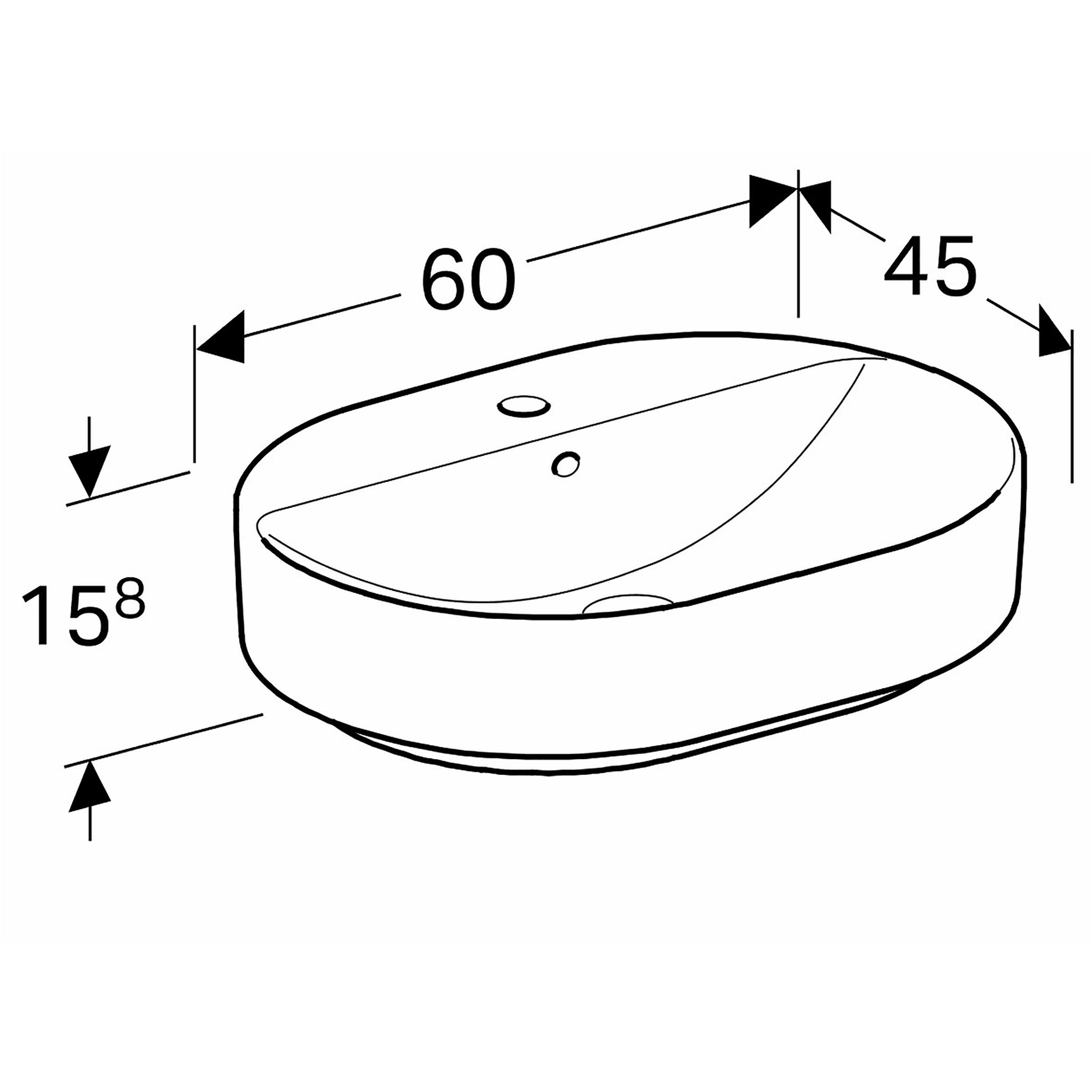 Tvättställ Geberit Variform 600 mm Lay-on Elliptiskt Kanthylla