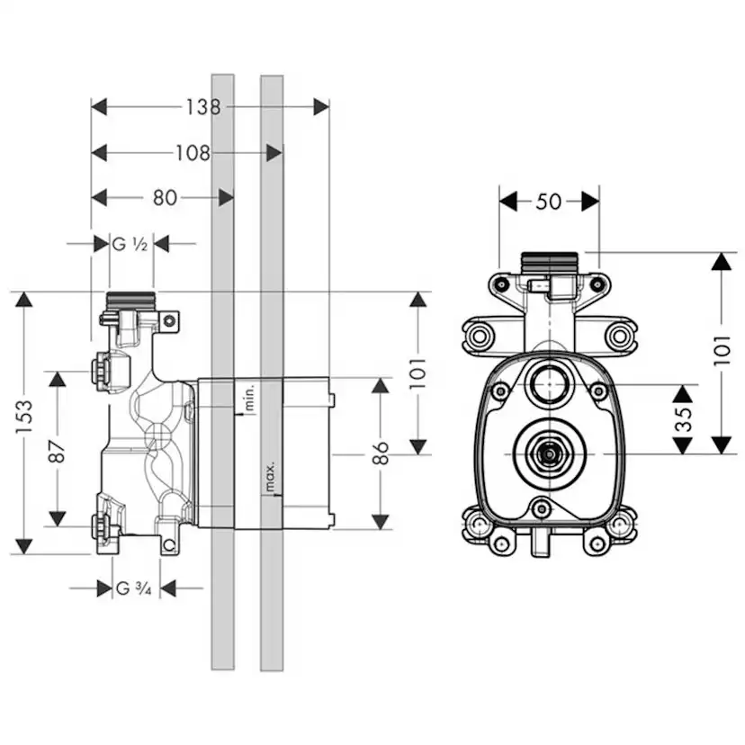 Inbyggnadsdel Axor ShowerCollection för Handduschmodul 120/120