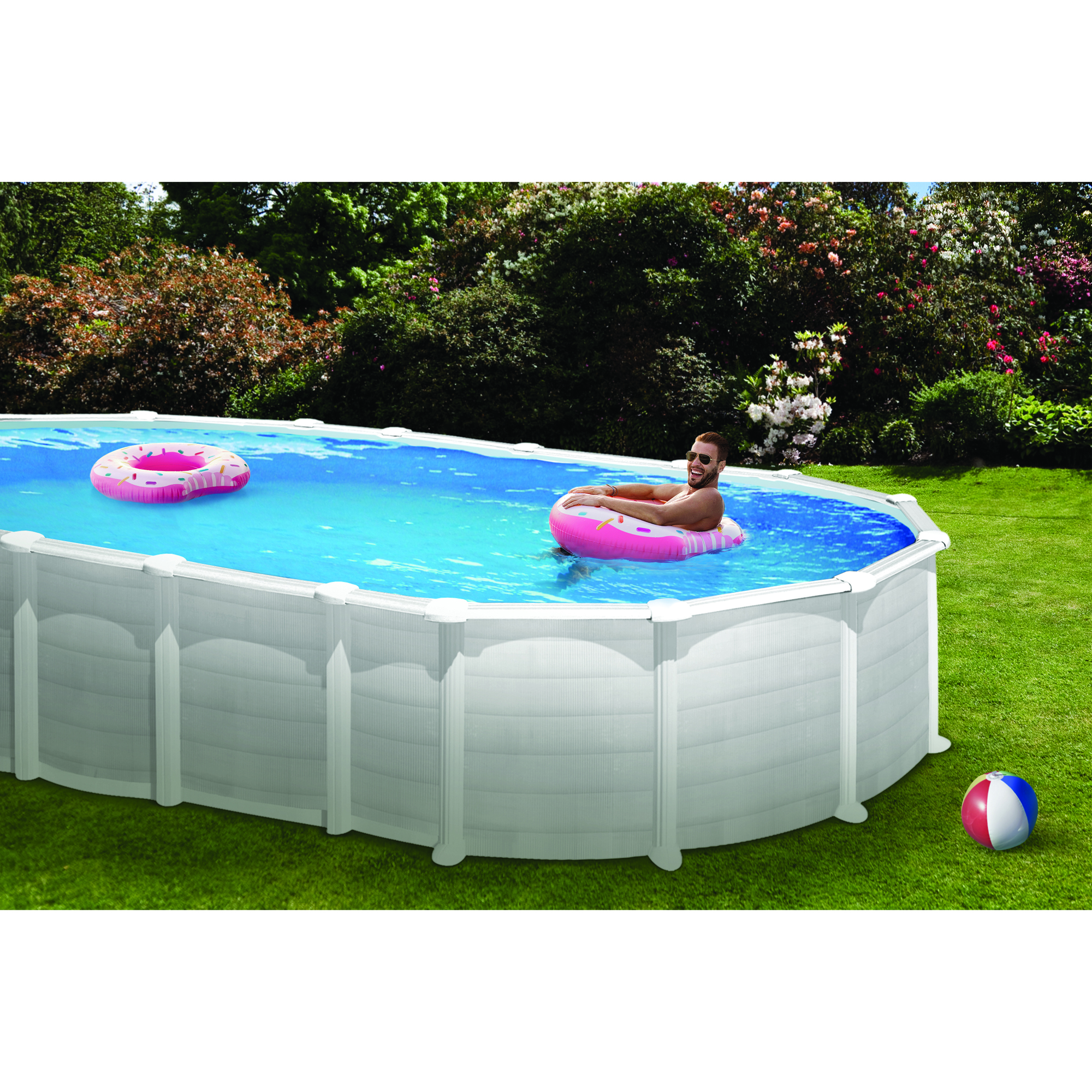 Basic Pool Oval 610 x 375 x 132 cm, Vit Mått: 610 x 375 cm, Djup: 132 cm, Färg: Vit