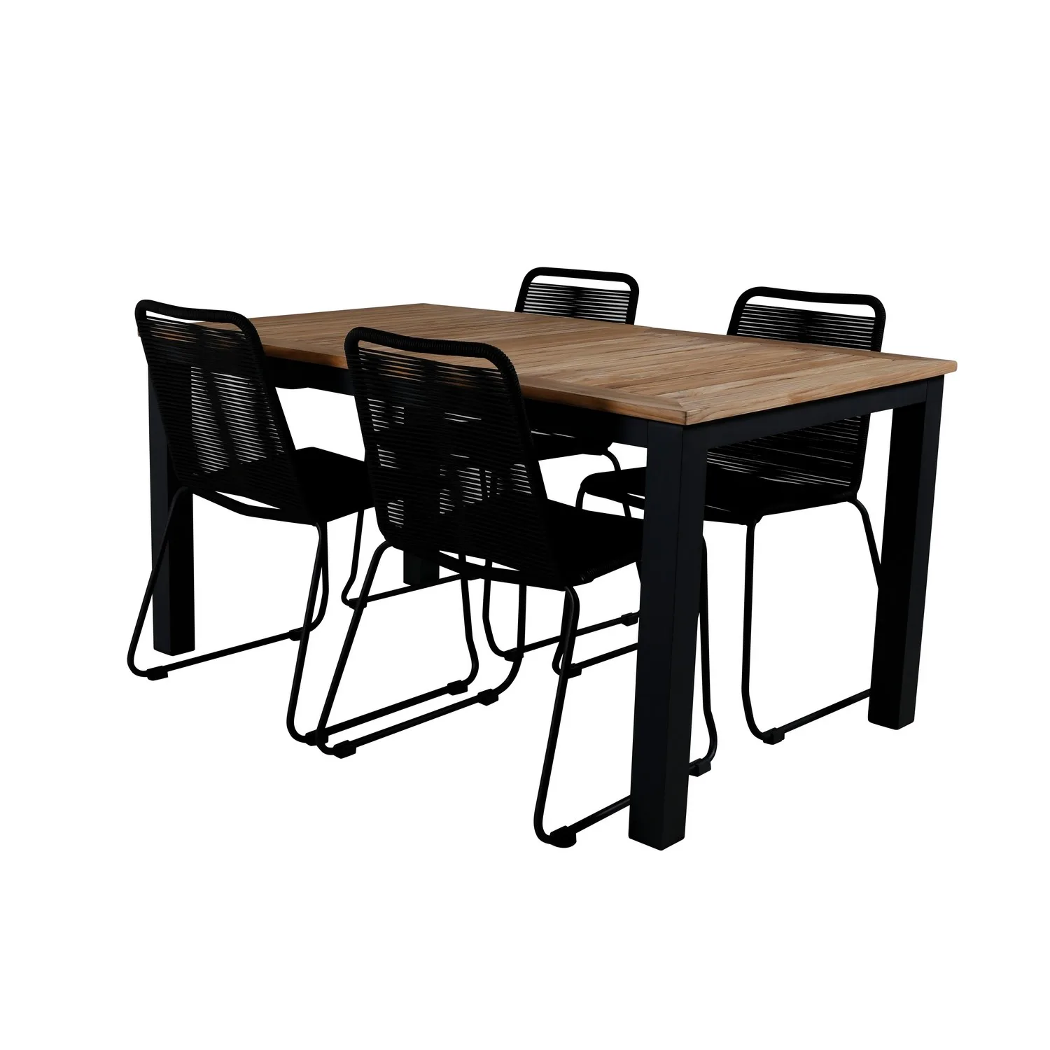 Panama Table 152/210 - Black/Teak+Lindos Stacking Chair - Bl Svart