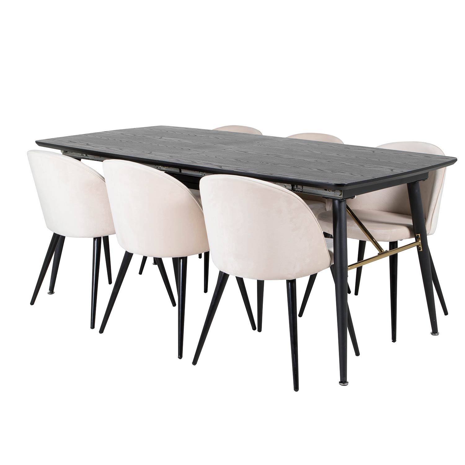 Matgrupp Venture Home Gold med 6 Velvet Stolar