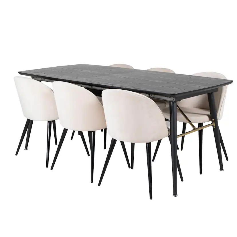 Matgrupp Venture Home Gold med 6 Velvet Stolar