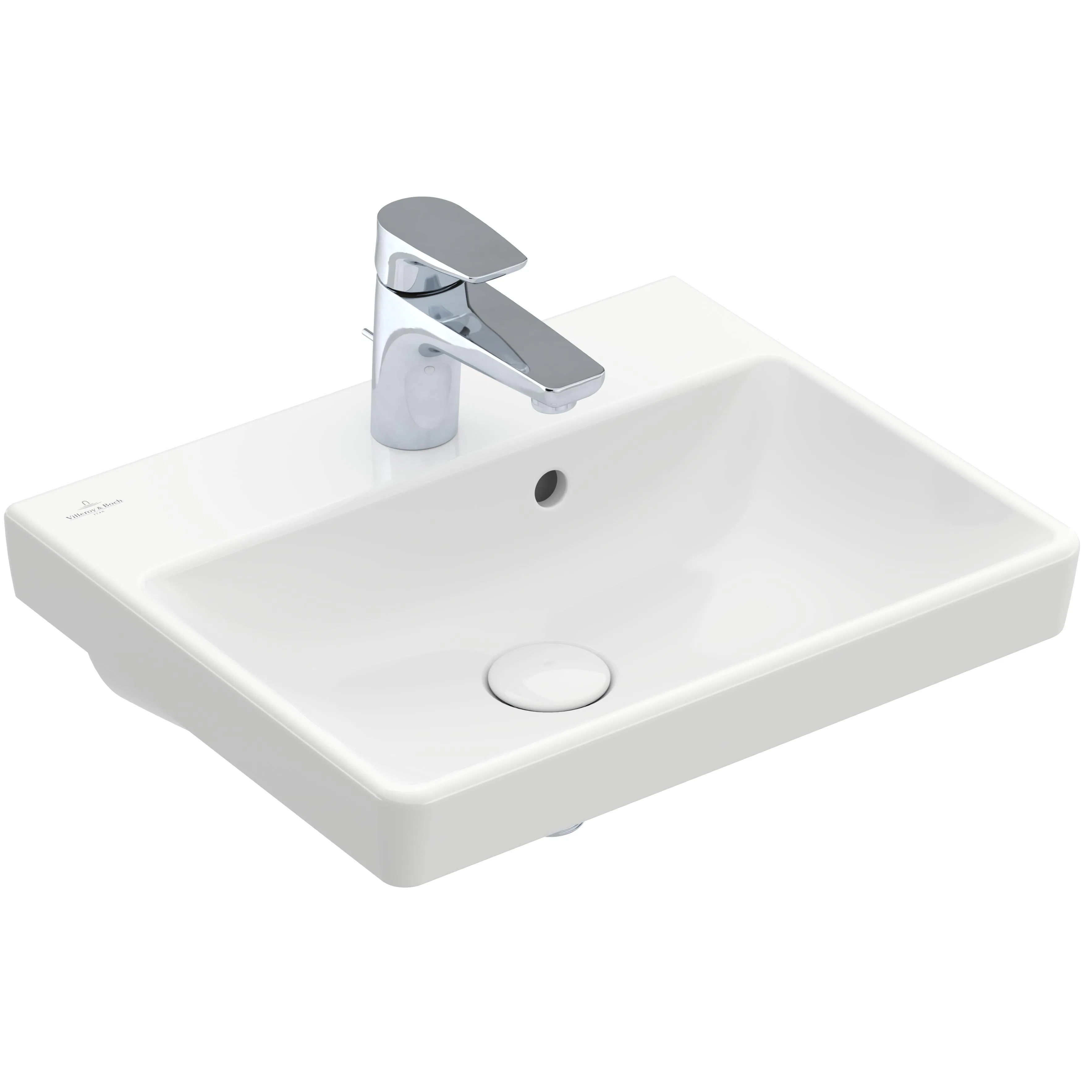 Tvättställ villeroy & Boch Avento 735845R1 Vit Alpin CeramicPlus, Med Bräddavlopp, för Enhålsblandare