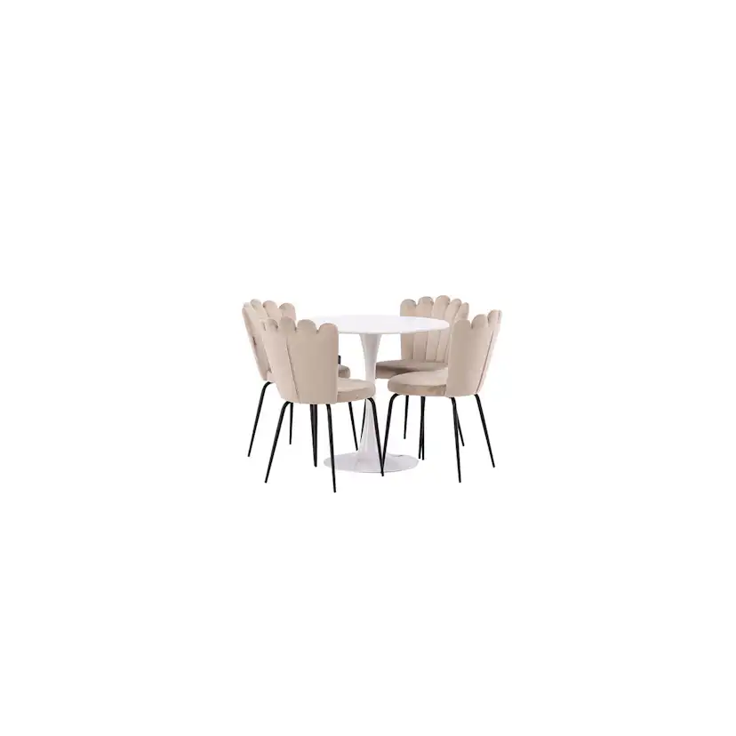 Matgrupp Venture Home Hamden Ø80 cm med 4 Limhamn Light stolar