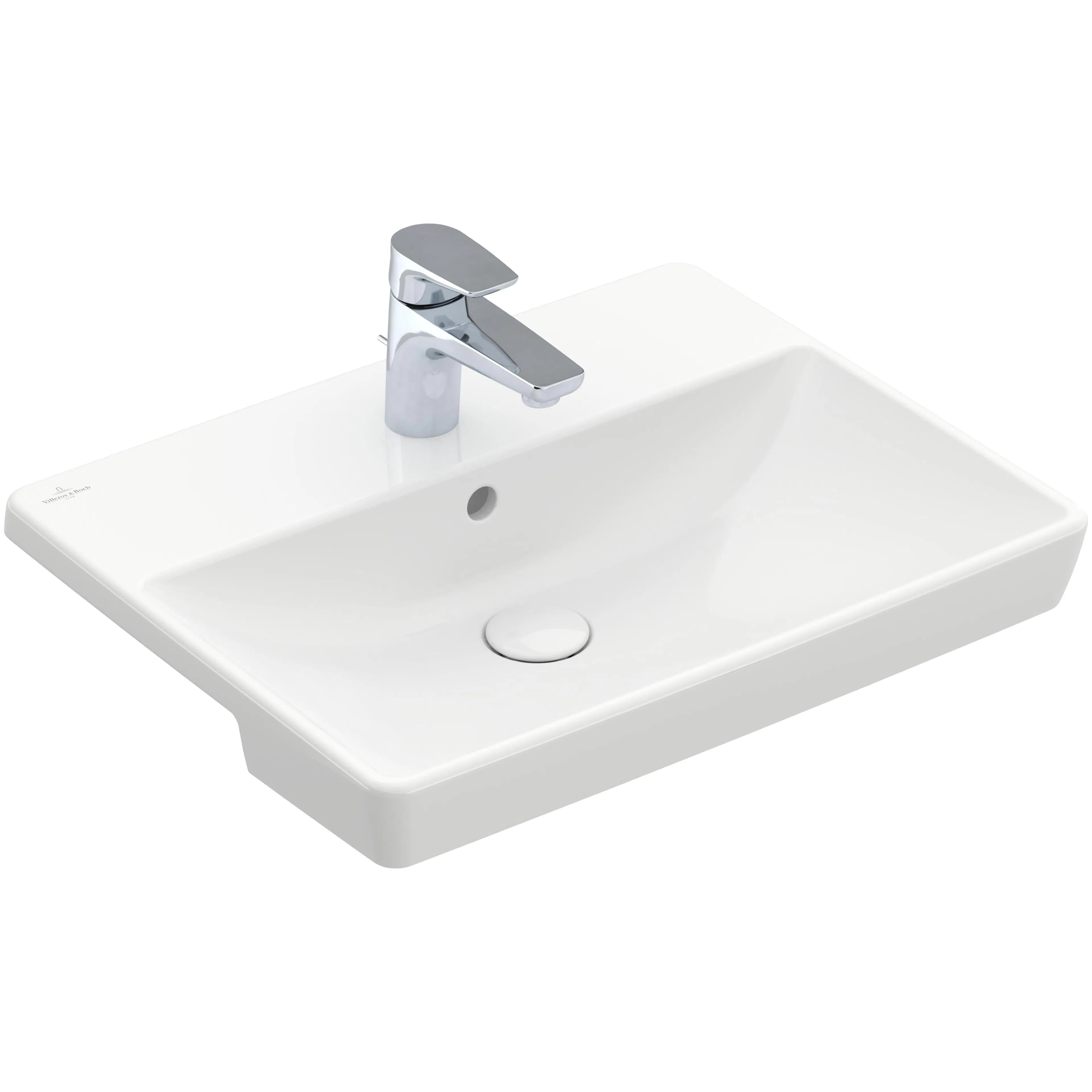 Tvättställ villeroy & Boch Avento 4A0655R1 Vit Alpin CeramicPlus, Med Bräddavlopp, för Trehålsblandare