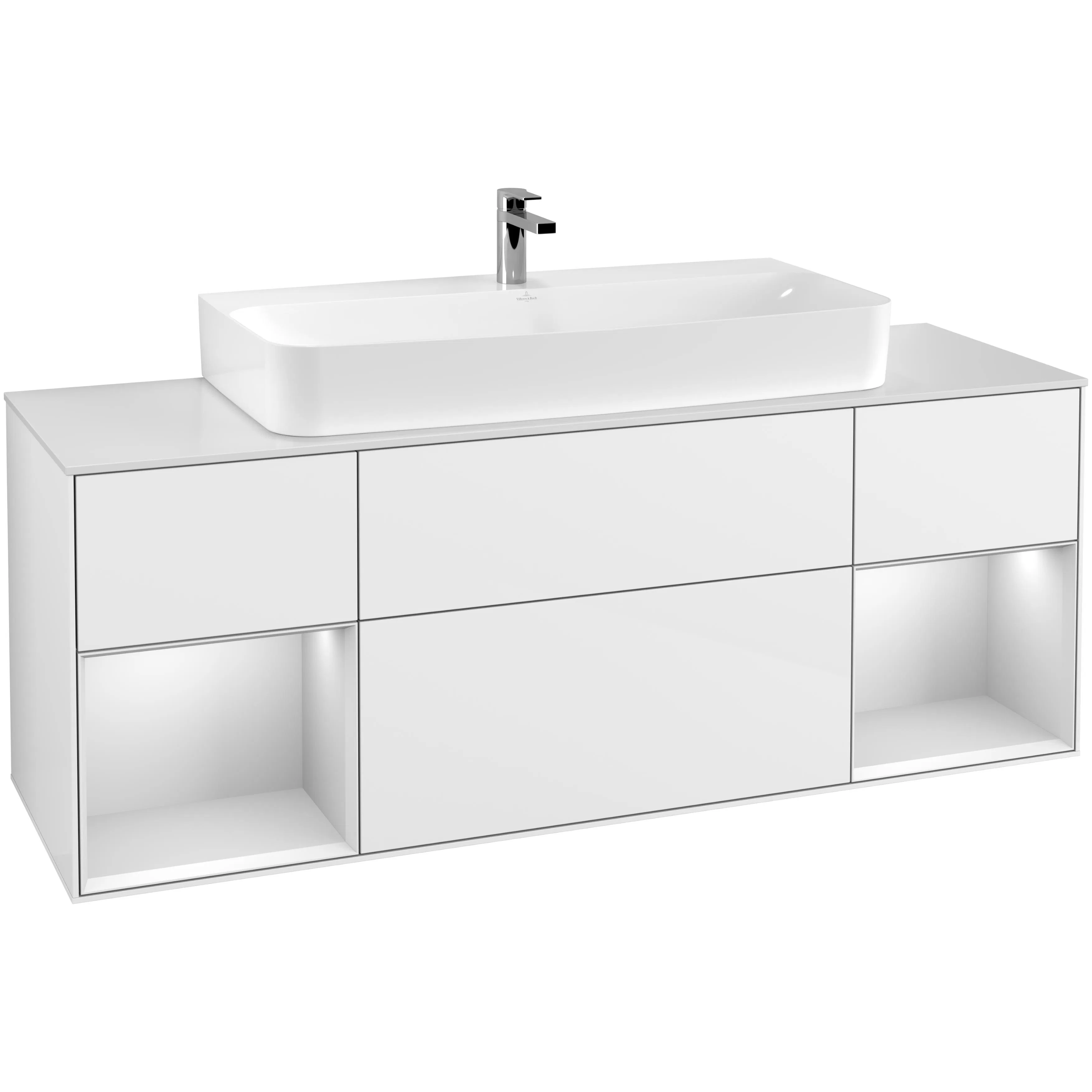 Tvättställsskåp Villeroy & Boch Finion med Två Hyllor och Bänkskiva för Centrerat Tvättställ