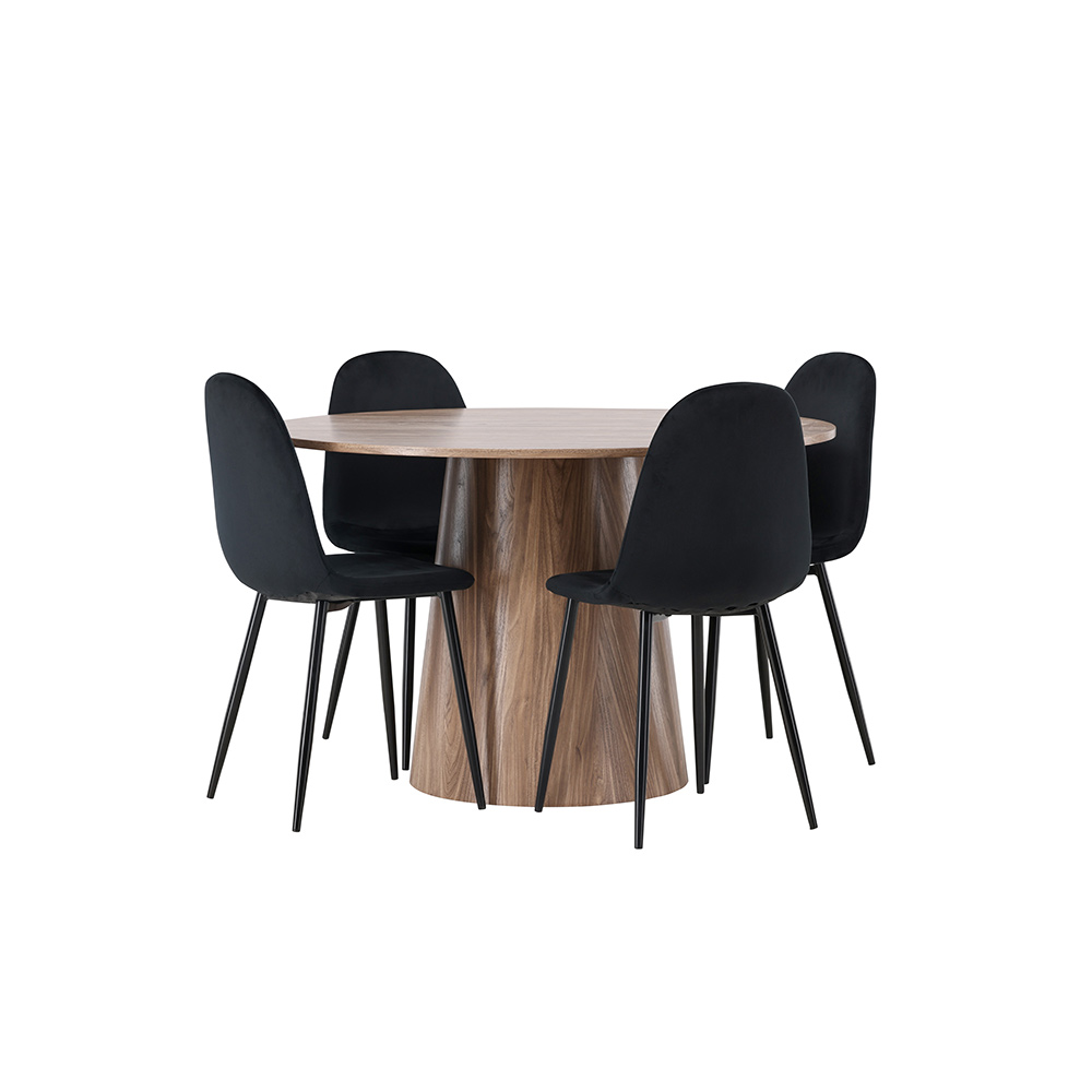 Matgrupp Venture Home Lanzo med 4 Polar Sammet Stolar