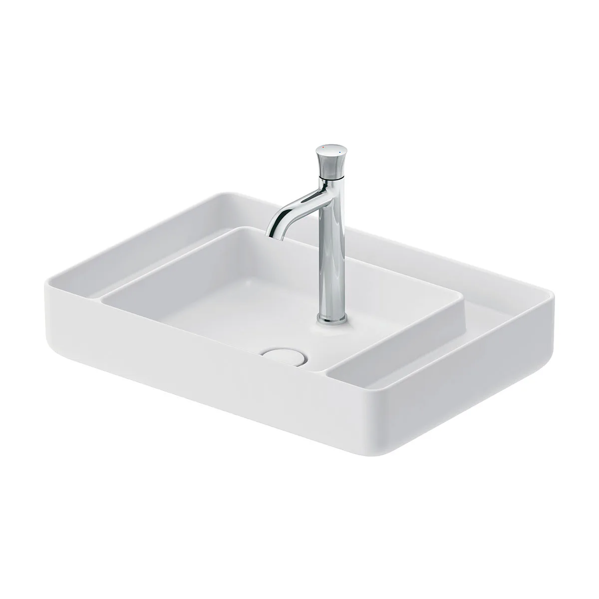 Tvättställ för placering på bänkskiva Vit Satin matt 650 mm Färg: Satin Vit, Yta: Matt