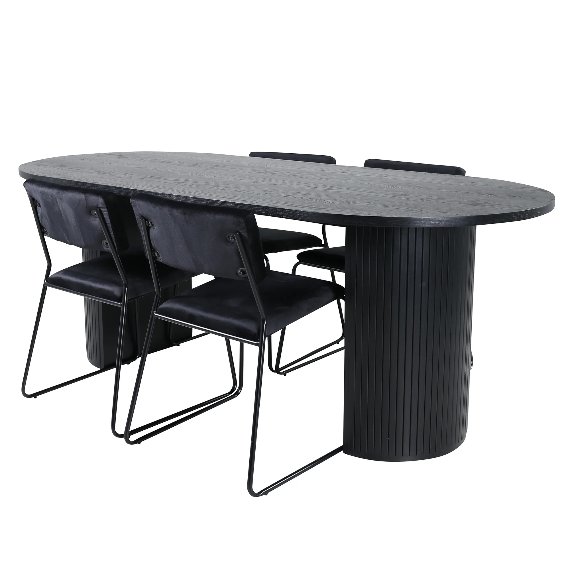Bianca Oval Dining Table - Black / Black Veneer+Kenth Chair Svart