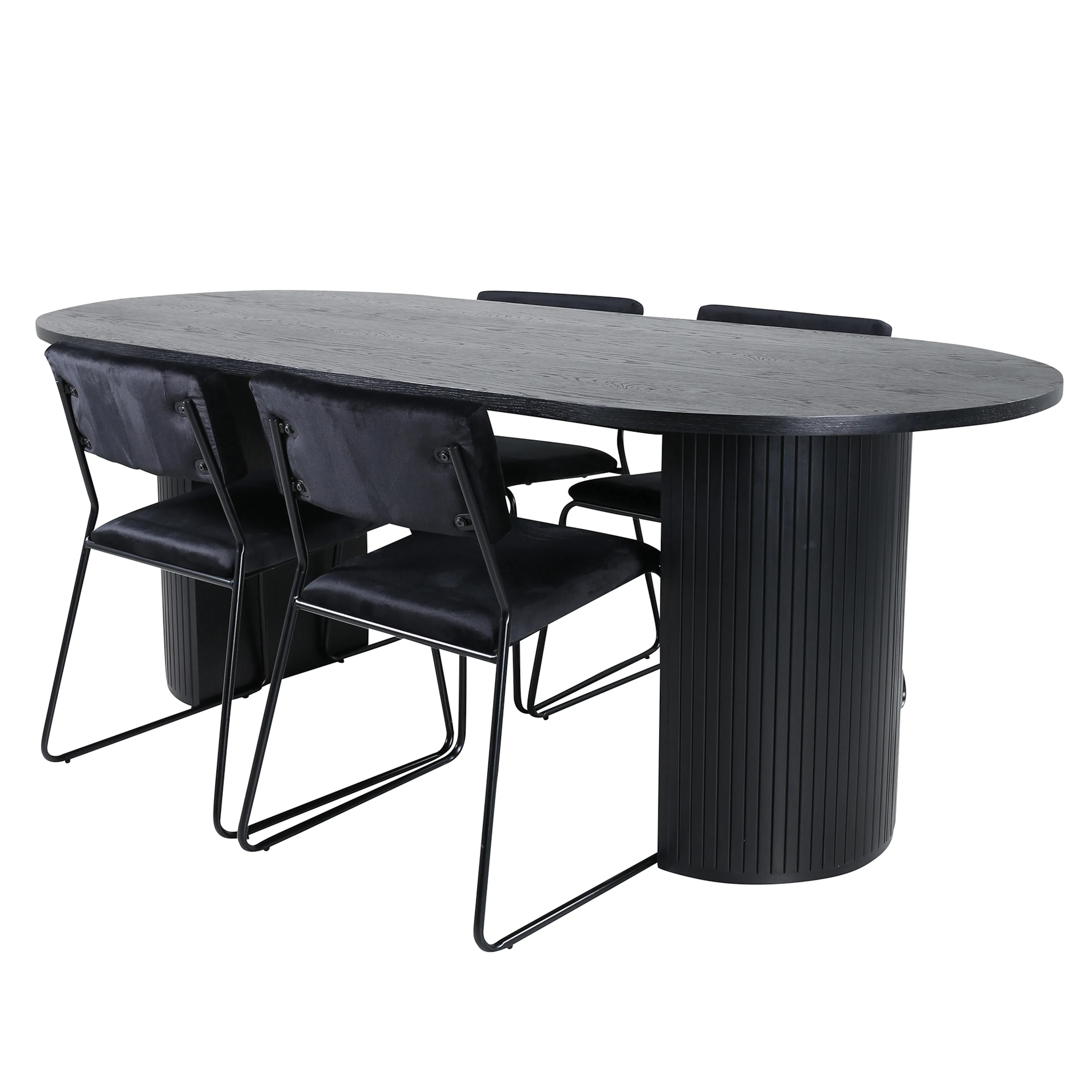 Bianca Oval Dining Table - Black / Black Veneer+Kenth Chair Svart