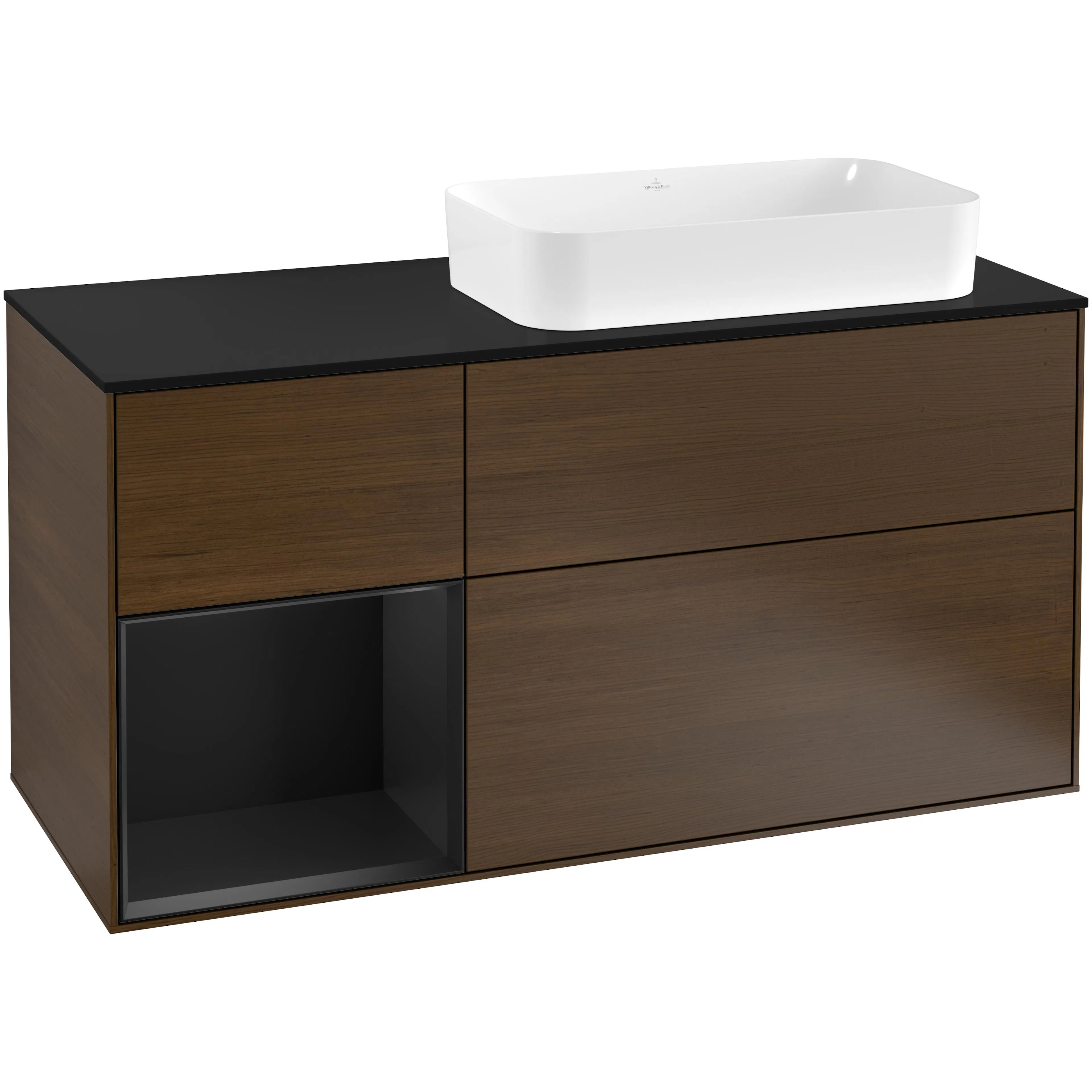 Tvättställsskåp Villeroy & Boch Finion med 3 Lådor Hylla och Bänkskiva för Ocentrerat Fristående Tvättställ