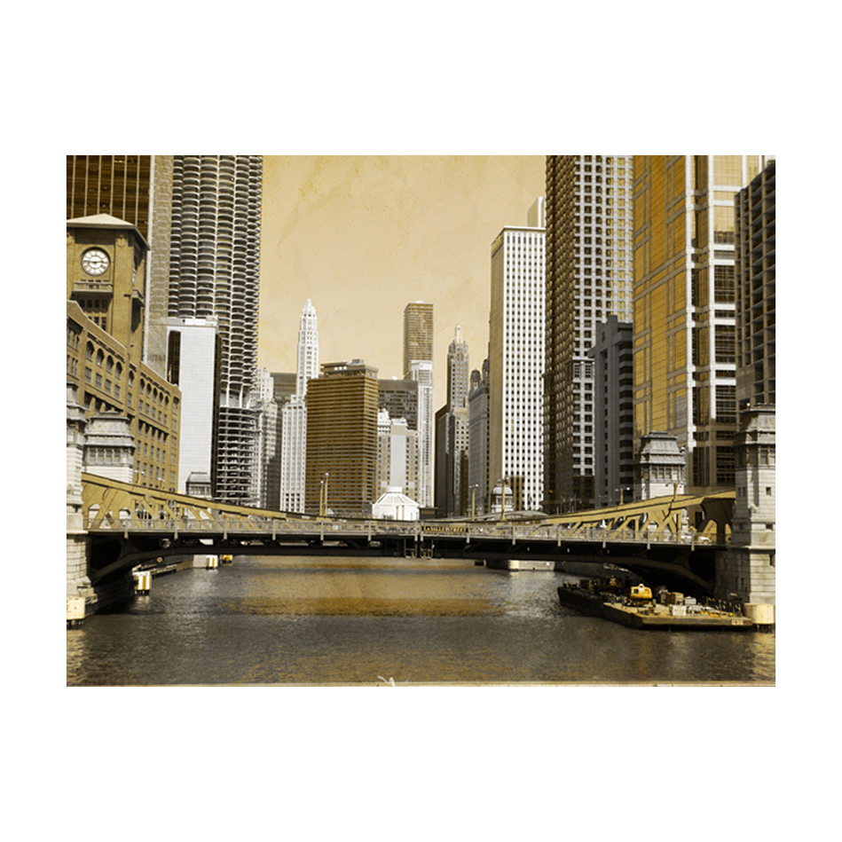 Fototapet Arkiio Chicagos Brygga Tappning Effekt