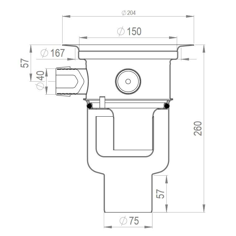 Golvbrunn Purus Baldex 75 P Ø150 mm