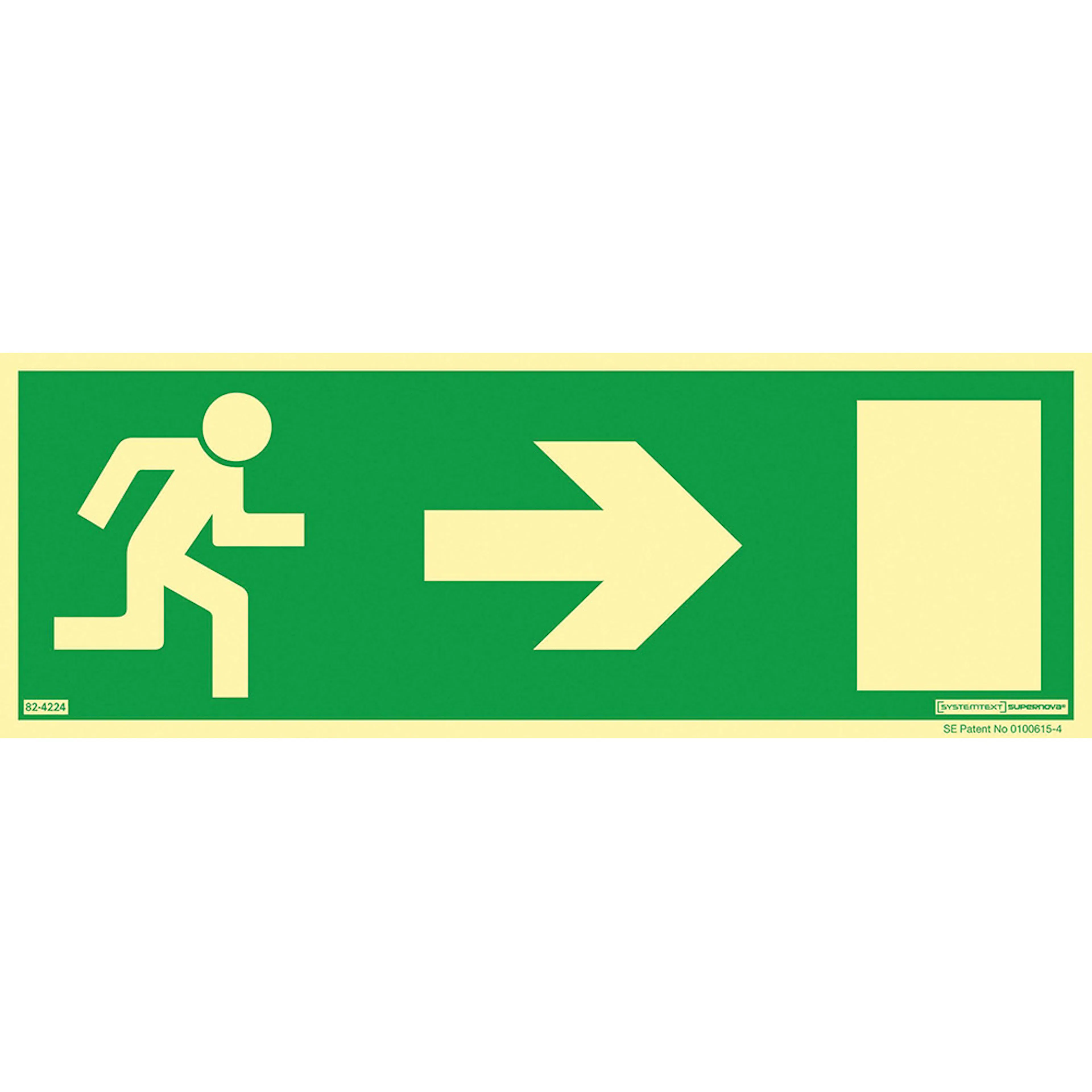 Skylt Systemtext Utrymning Pil Höger Aluminium Supernova