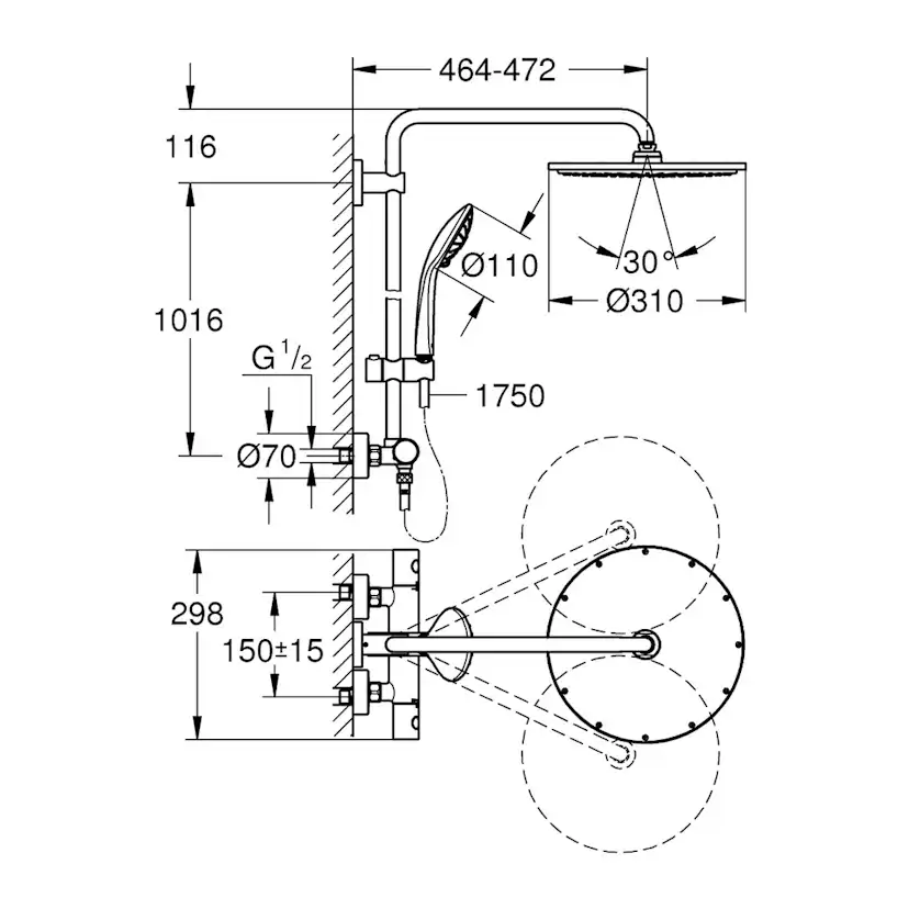 Takduschset Grohe Euphoria XXL System 310 26075