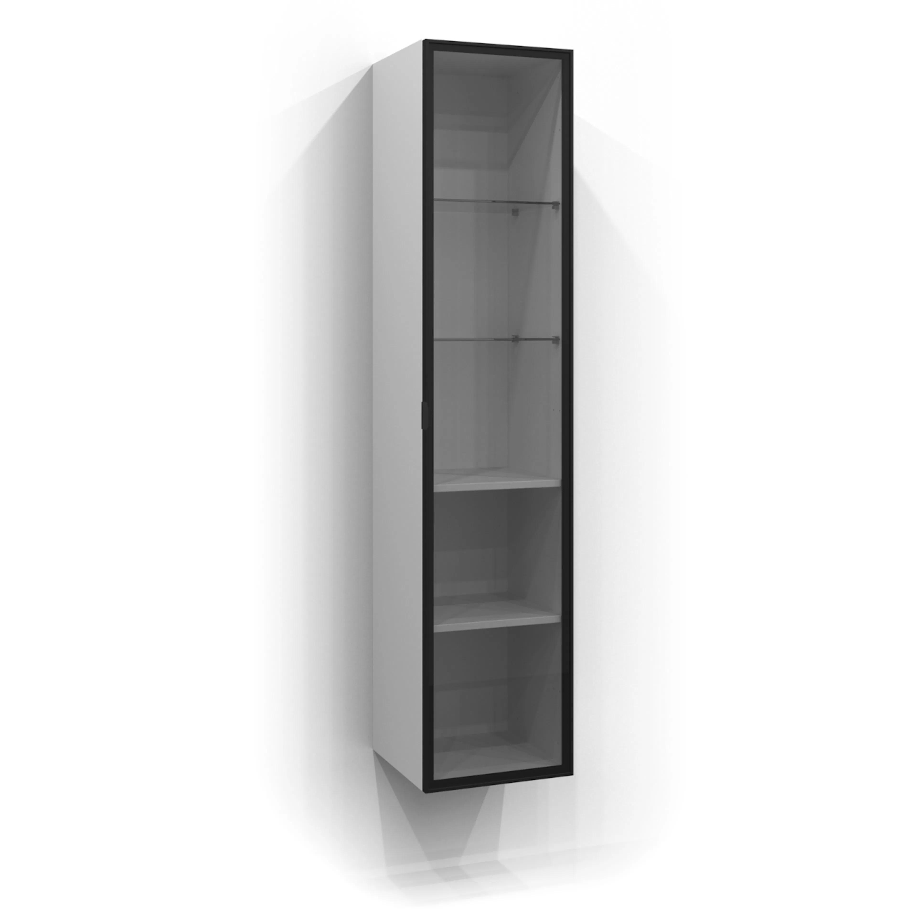 Dörr Högskåp Ram 160x35 Svart matt/Rök BxH: 350 x 1600 mm, Mattsvart, Rökfärgat glas