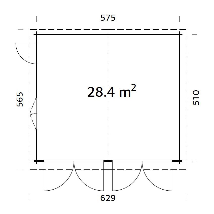 Garage Palmako Roger 28,4 m2 med Slagport