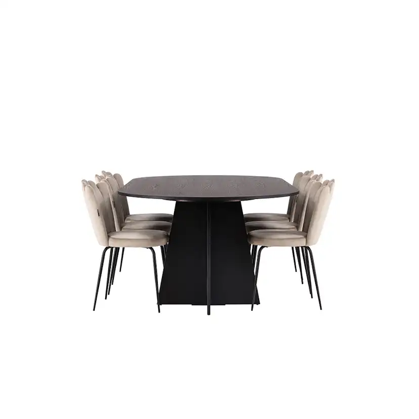 Matgrupp Venture Home Bootcut Oval med 6 Limhamn Light Stolar