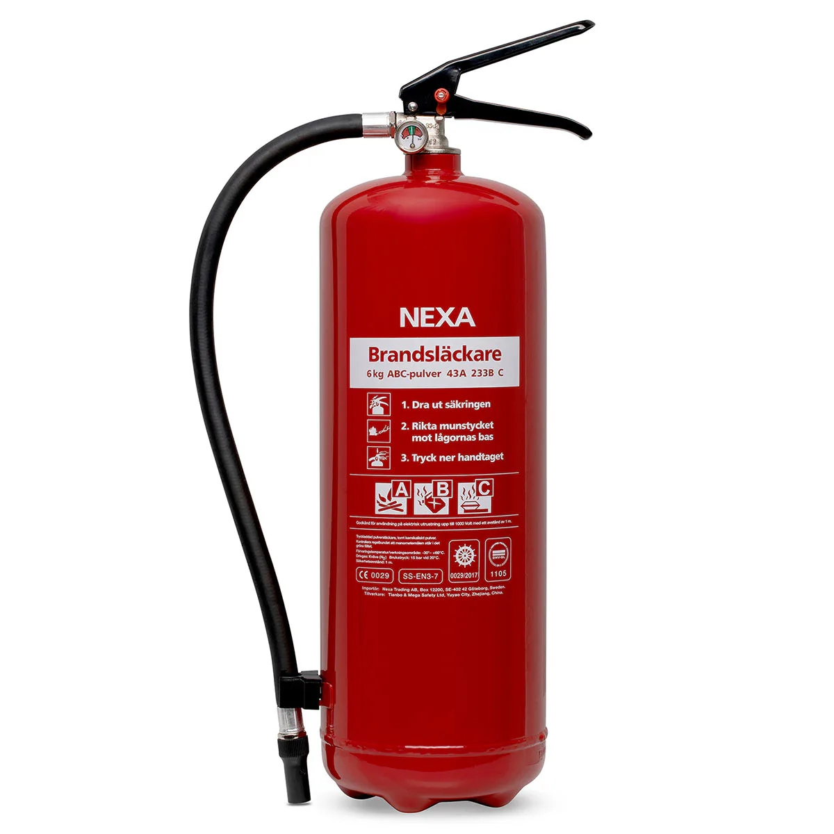 Brandsläckare Nexa 6kg Pulversläckare Röd