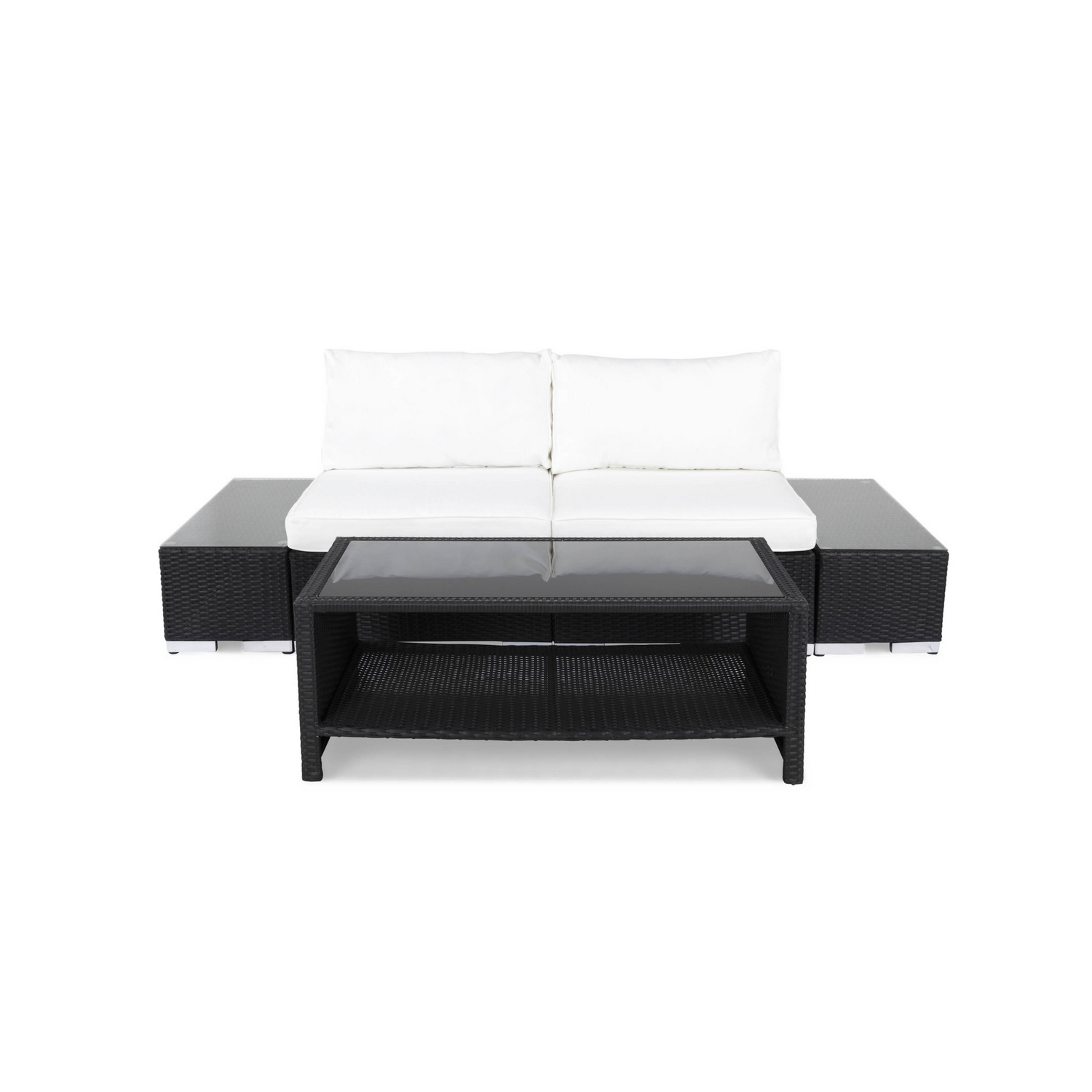 Loungegrupp Comfort Garden Bahamas 2-sits med Avslut och Bord med Hylla Utomhus