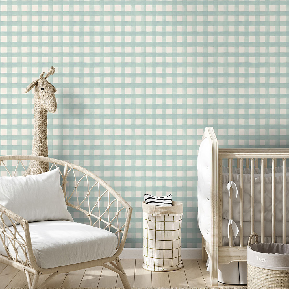 Tapet Holden Dream Catcher Watercolour Gingham Soft Teal 13293