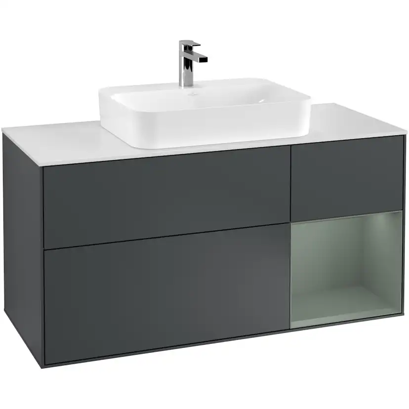 Tvättställsskåp Villeroy & Boch Finion med 3 Lådor Hylla och Bänkskiva för Ytmonterat Tvättställ