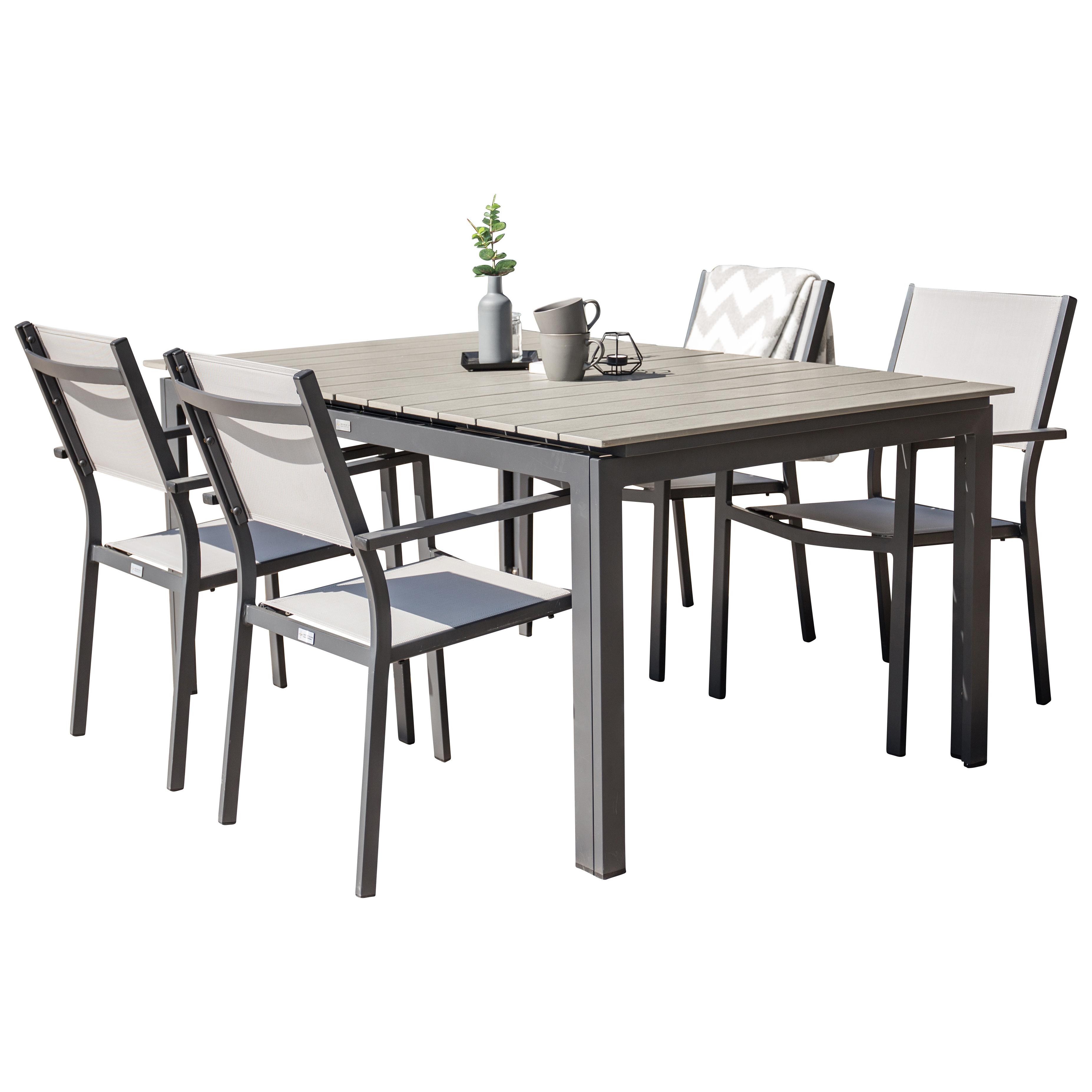 Matgrupp Venture Home Lova 160/240 med 4 Copacabana Karmstolar