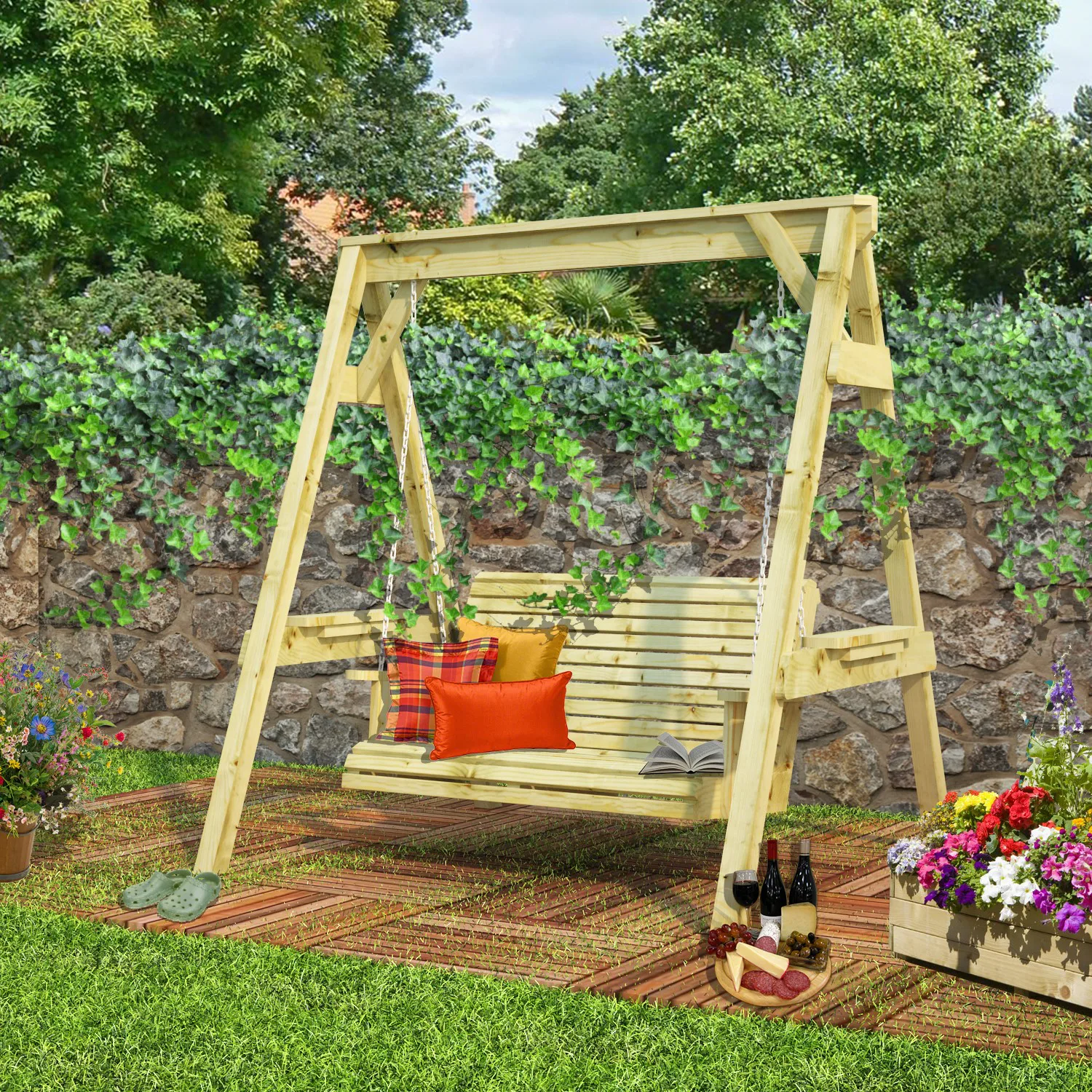 Hammock Palmako Sigrid Utomhus i Tryckimpregnerad Gran, 3-Sittplatser