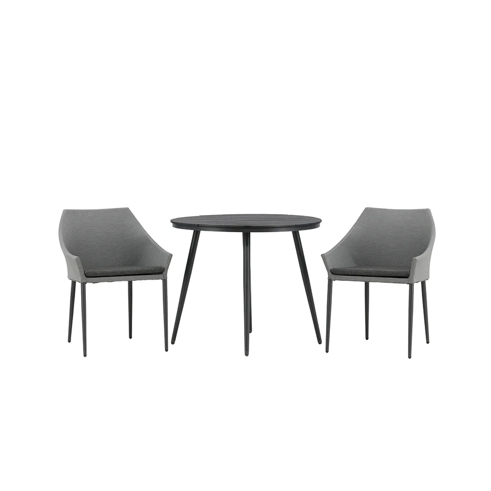 Break - Dining Table Round- Black / Black - Alu / Aintwood - Svart/Grå