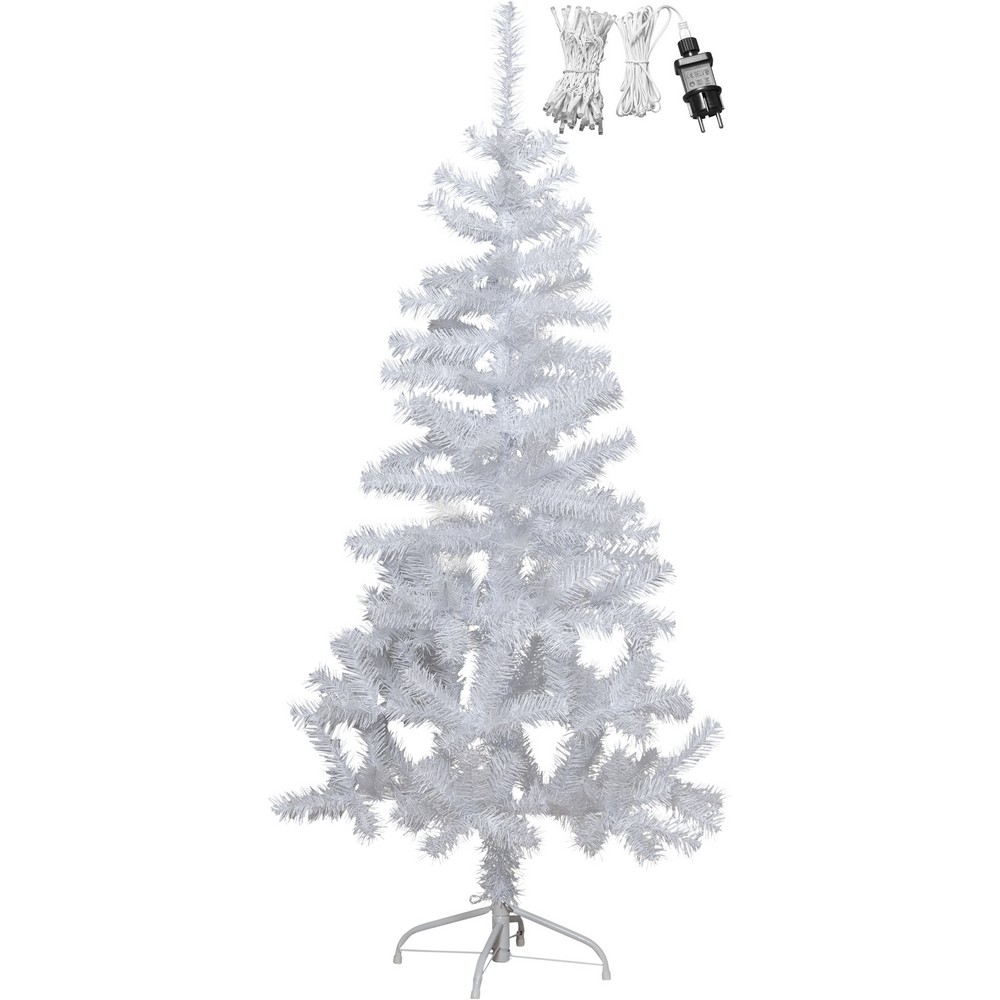 Julgran med LED Alvik 150cm vit Vit, Höjd: 1500 mm
