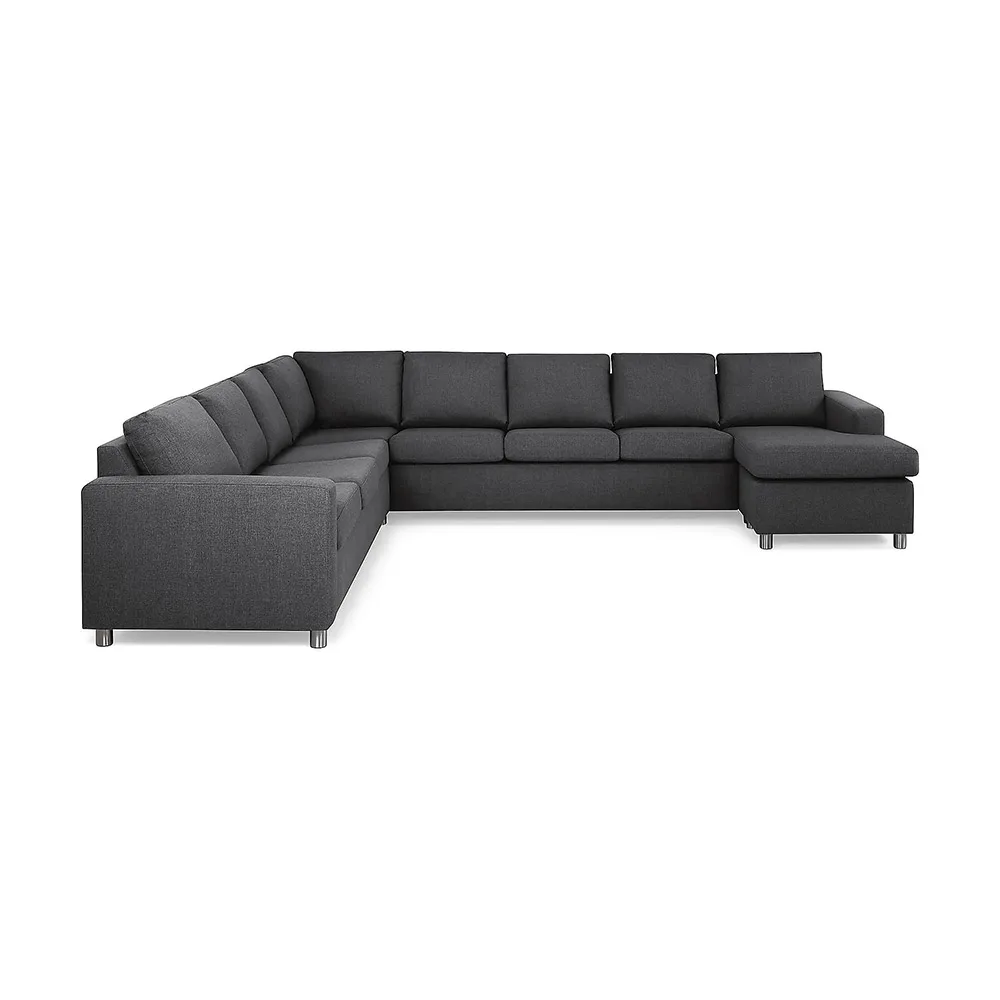 Crazy Hörnsoffa XXL med Divan Höger Mörkgrå/Krom, Höger