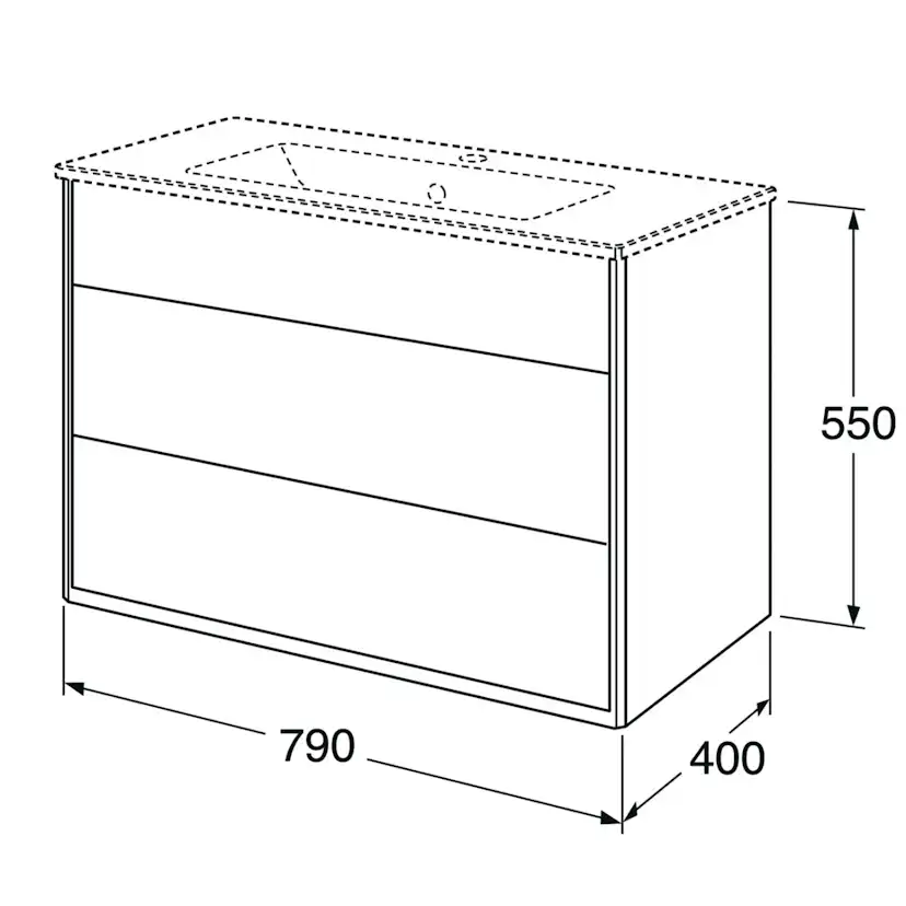 Tvättställsskåp Gustavsberg Graphic 80 cm utan Tvättställ