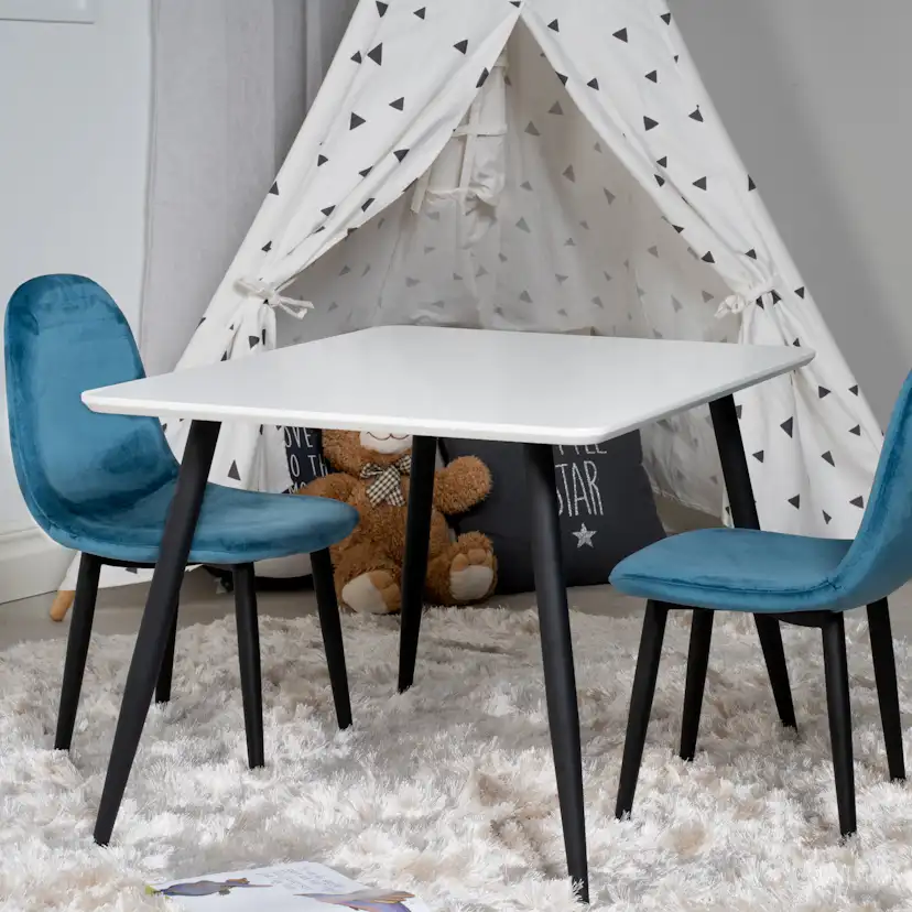 Polar Dining Table 80*60 XXS - White / Black+Polar dining Ch Blå/Svart