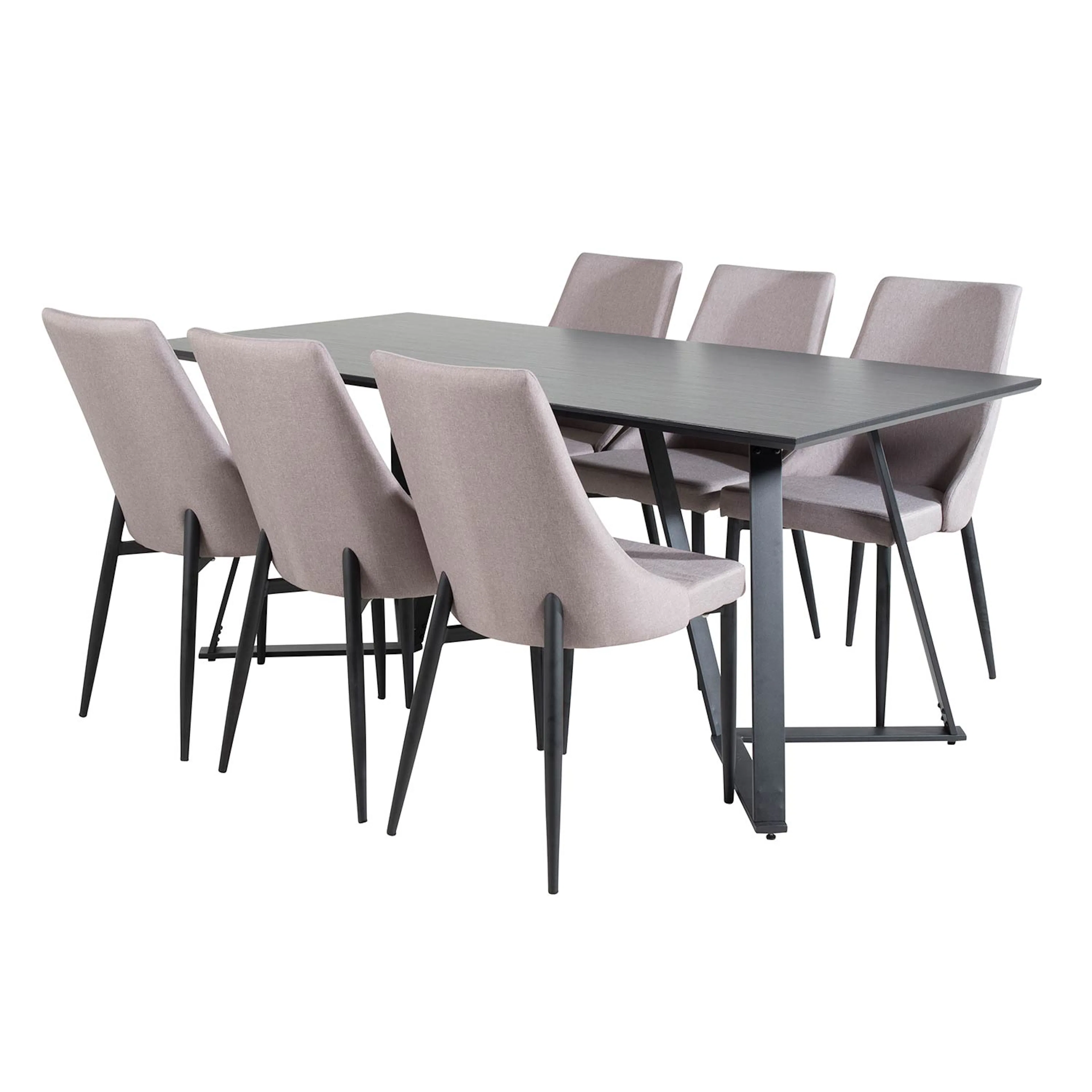 Marina Table - Black top /Leone 2.0 Chair -grå/ Black_6 Svart/Grå/Svart