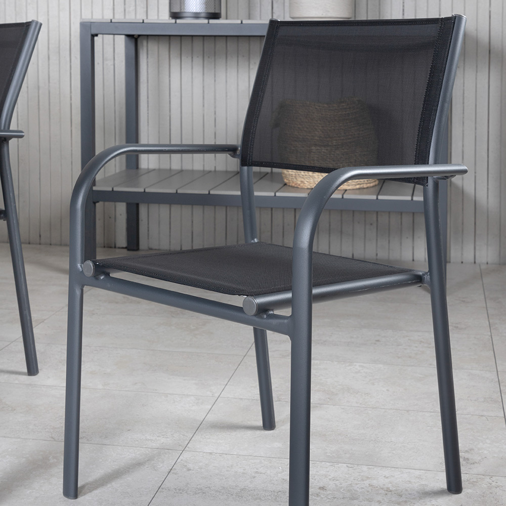 Matgrupp Venture Home Vyn med 6 Samba Stapelbara Matstolar